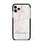 Personalised Initial Pink Marble Apple iPhone 11 Pro in Silver with Black Impact Case
