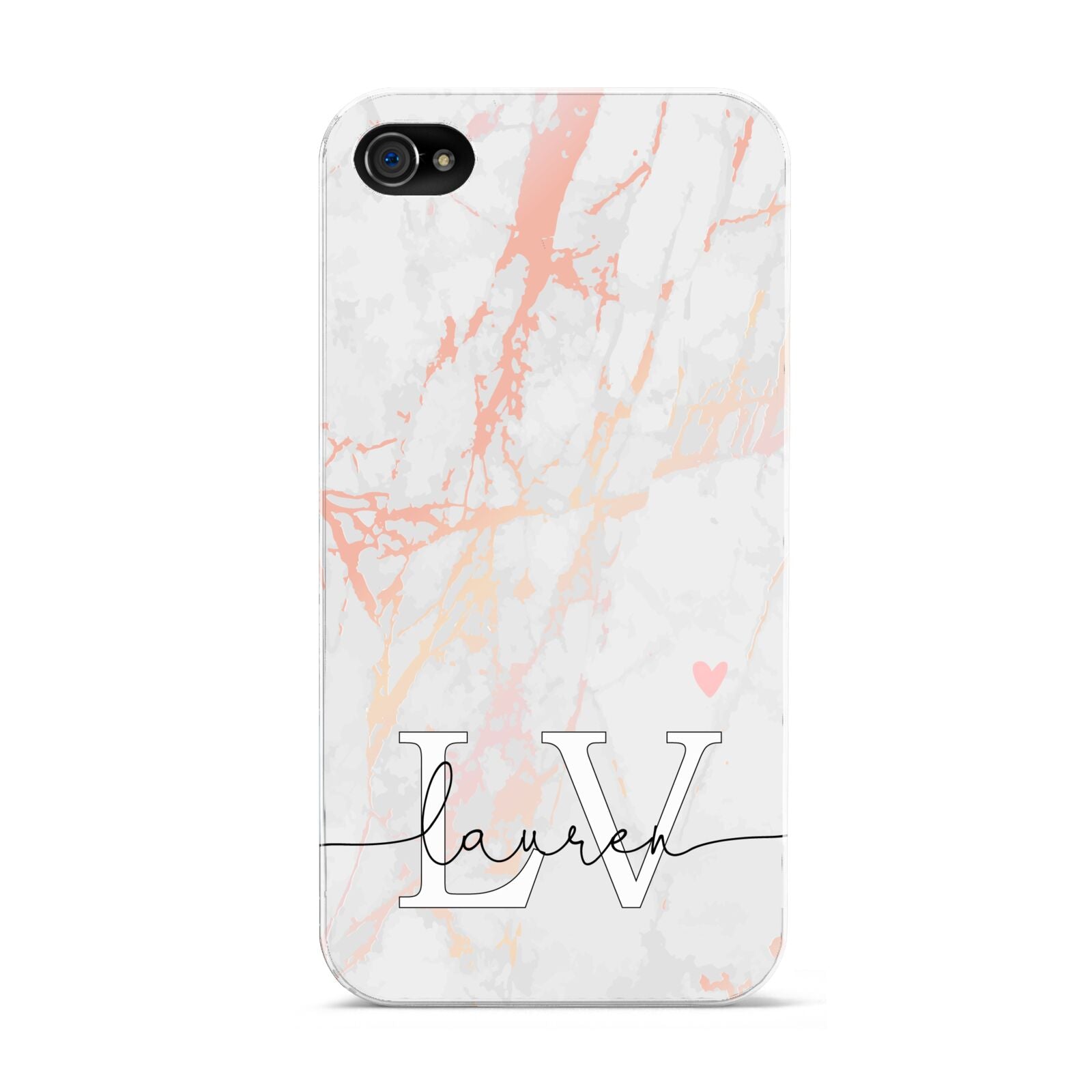 Personalised Initial Pink Marble Apple iPhone 4s Case