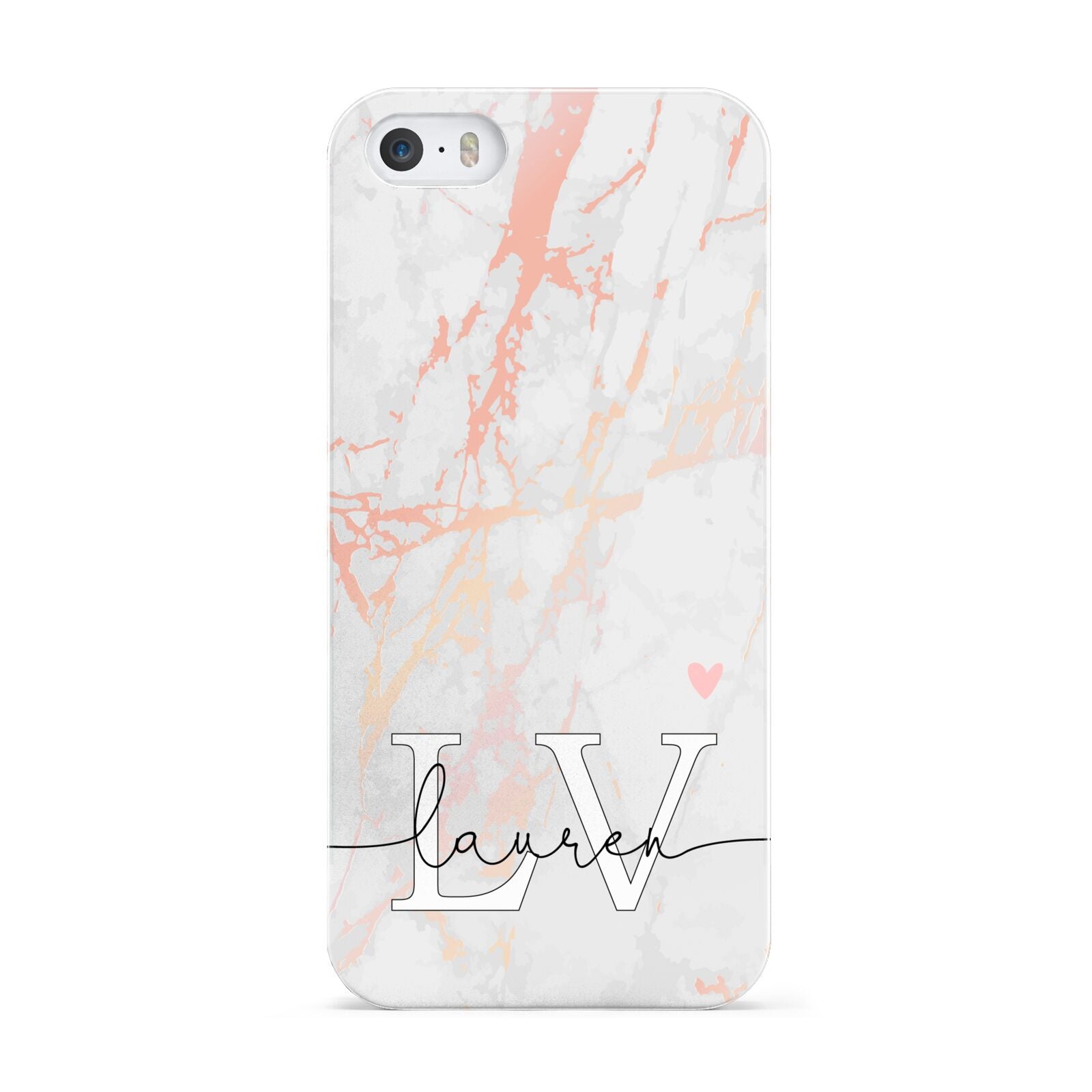 Personalised Initial Pink Marble Apple iPhone 5 Case