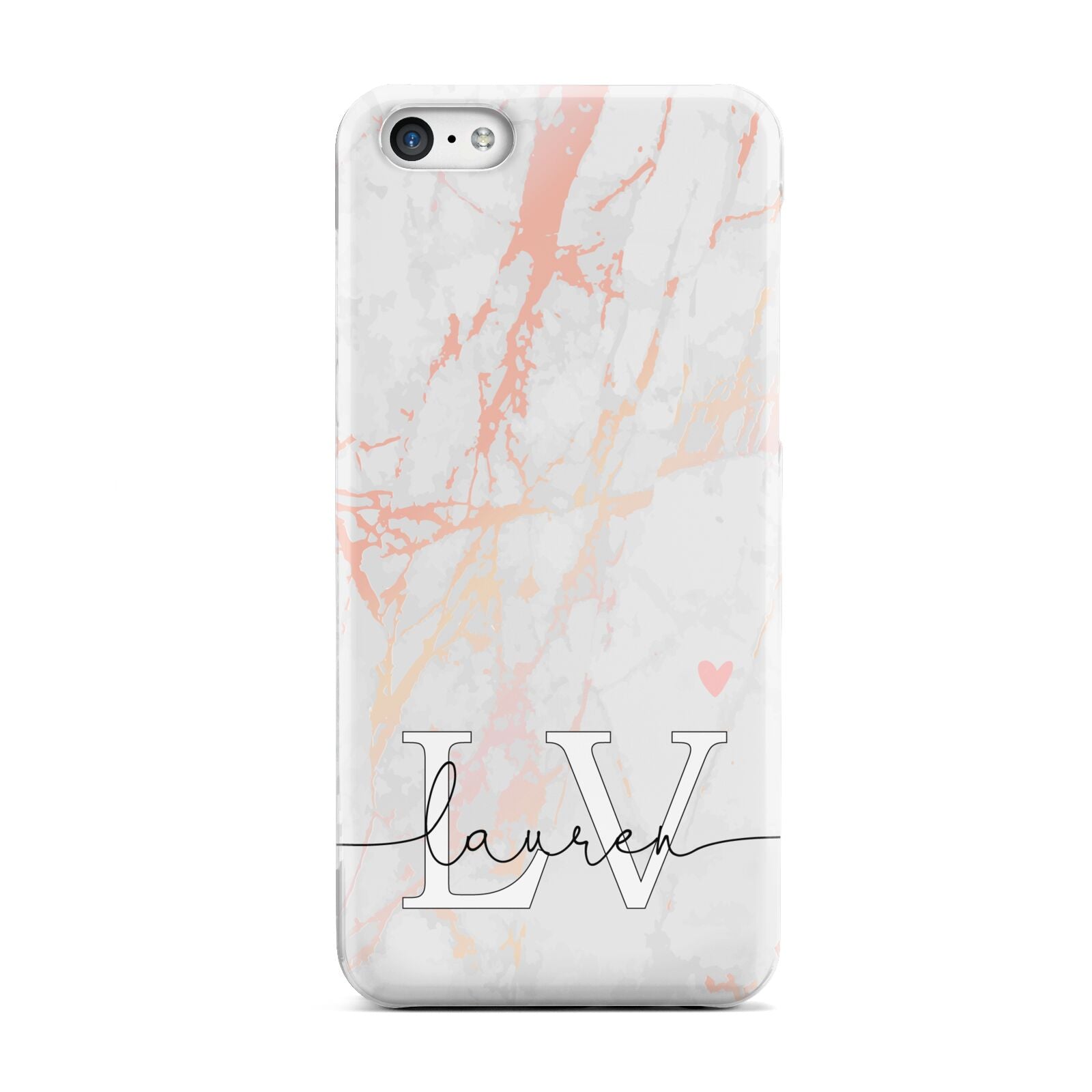 Personalised Initial Pink Marble Apple iPhone 5c Case