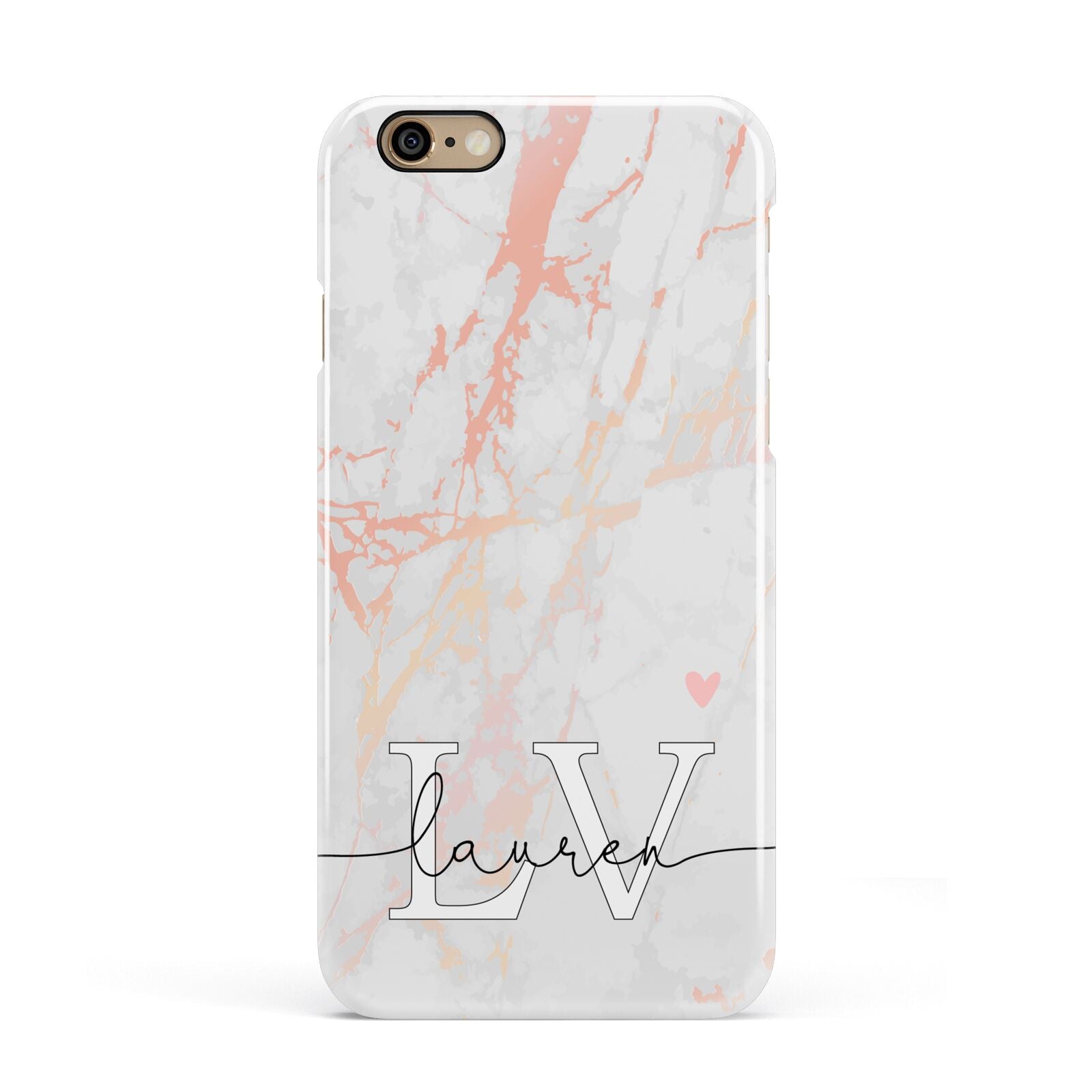 Personalised Initial Pink Marble Apple iPhone 6 3D Snap Case