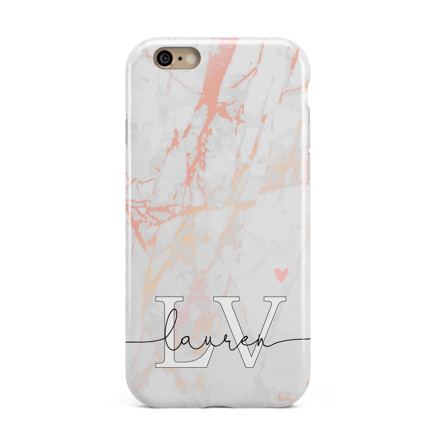 Personalised Initial Pink Marble Apple iPhone 6 3D Tough Case