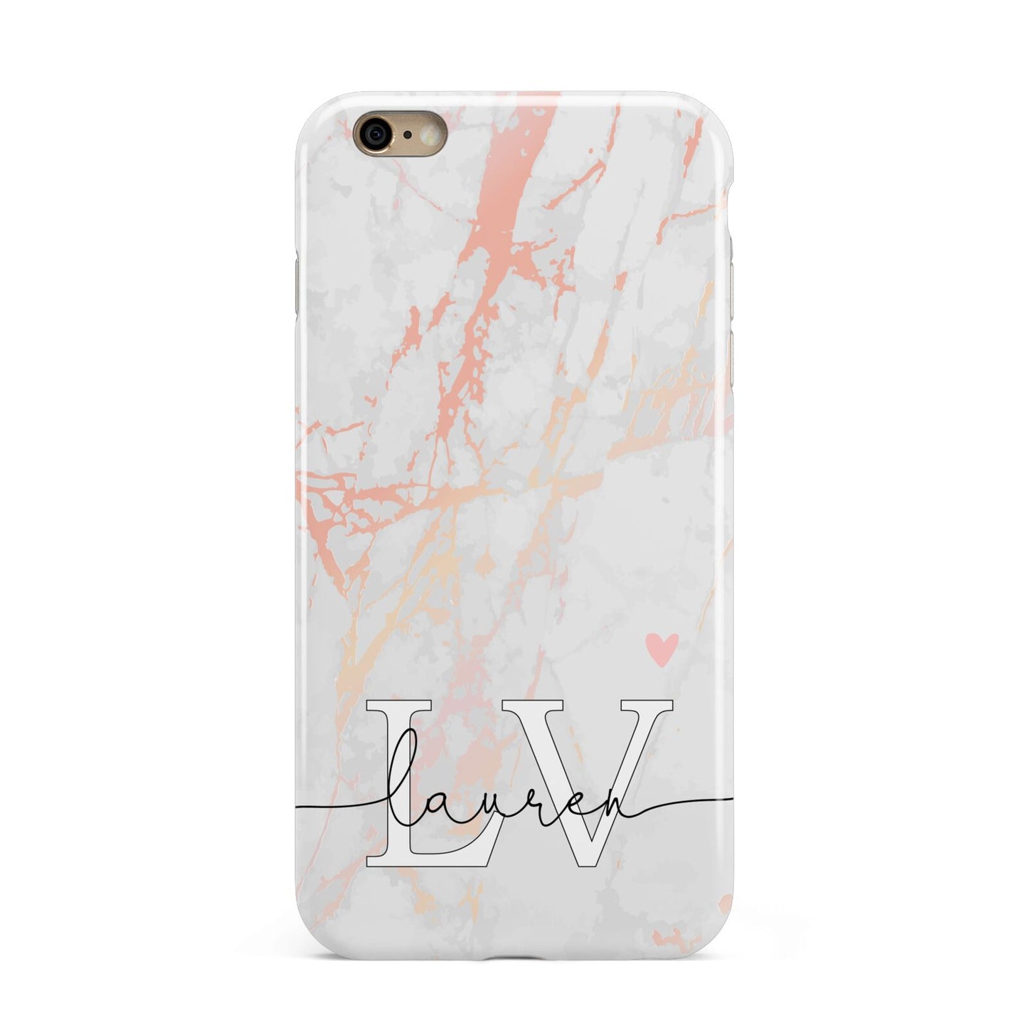 Personalised Initial Pink Marble Apple iPhone 6 Plus 3D Tough Case