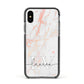 Personalised Initial Pink Marble Apple iPhone Xs Impact Case Black Edge on Black Phone