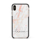 Personalised Initial Pink Marble Apple iPhone Xs Max Impact Case Black Edge on Gold Phone