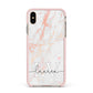 Personalised Initial Pink Marble Apple iPhone Xs Max Impact Case Pink Edge on Gold Phone