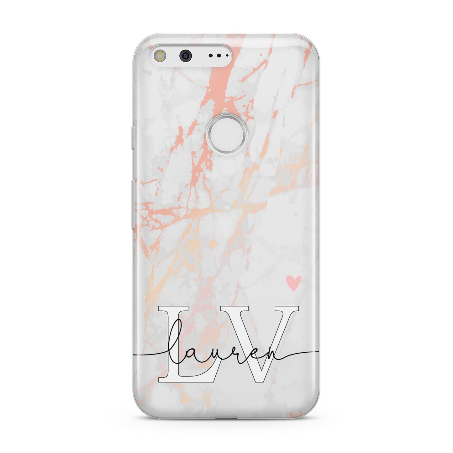 Personalised Initial Pink Marble Google Pixel Case