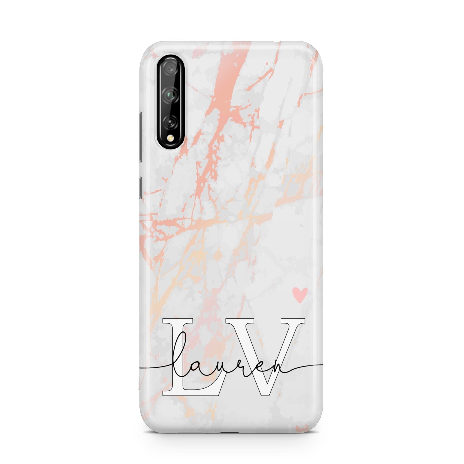 Personalised Initial Pink Marble Huawei Enjoy 10s Phone Case