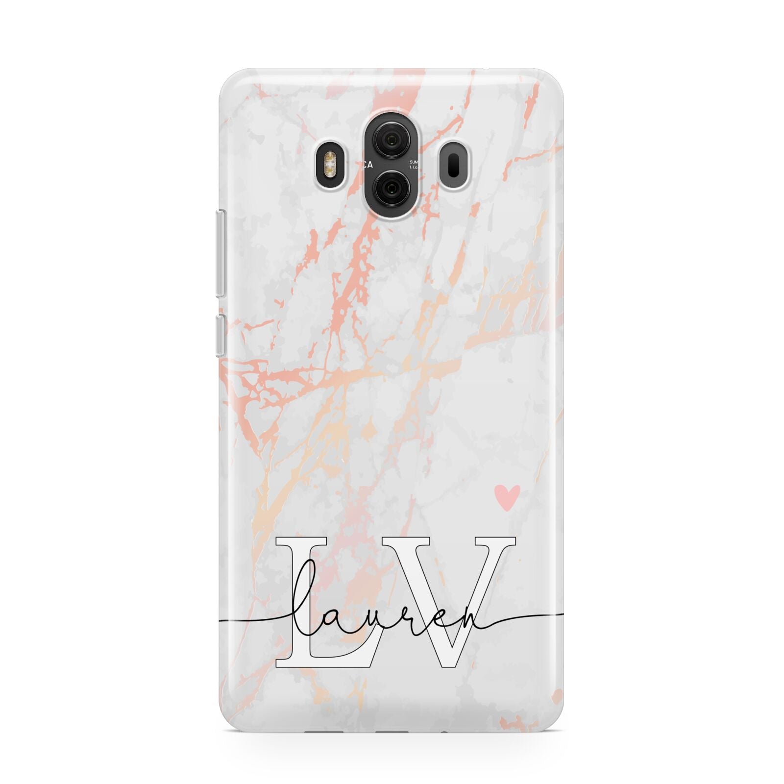 Personalised Initial Pink Marble Huawei Mate 10 Protective Phone Case