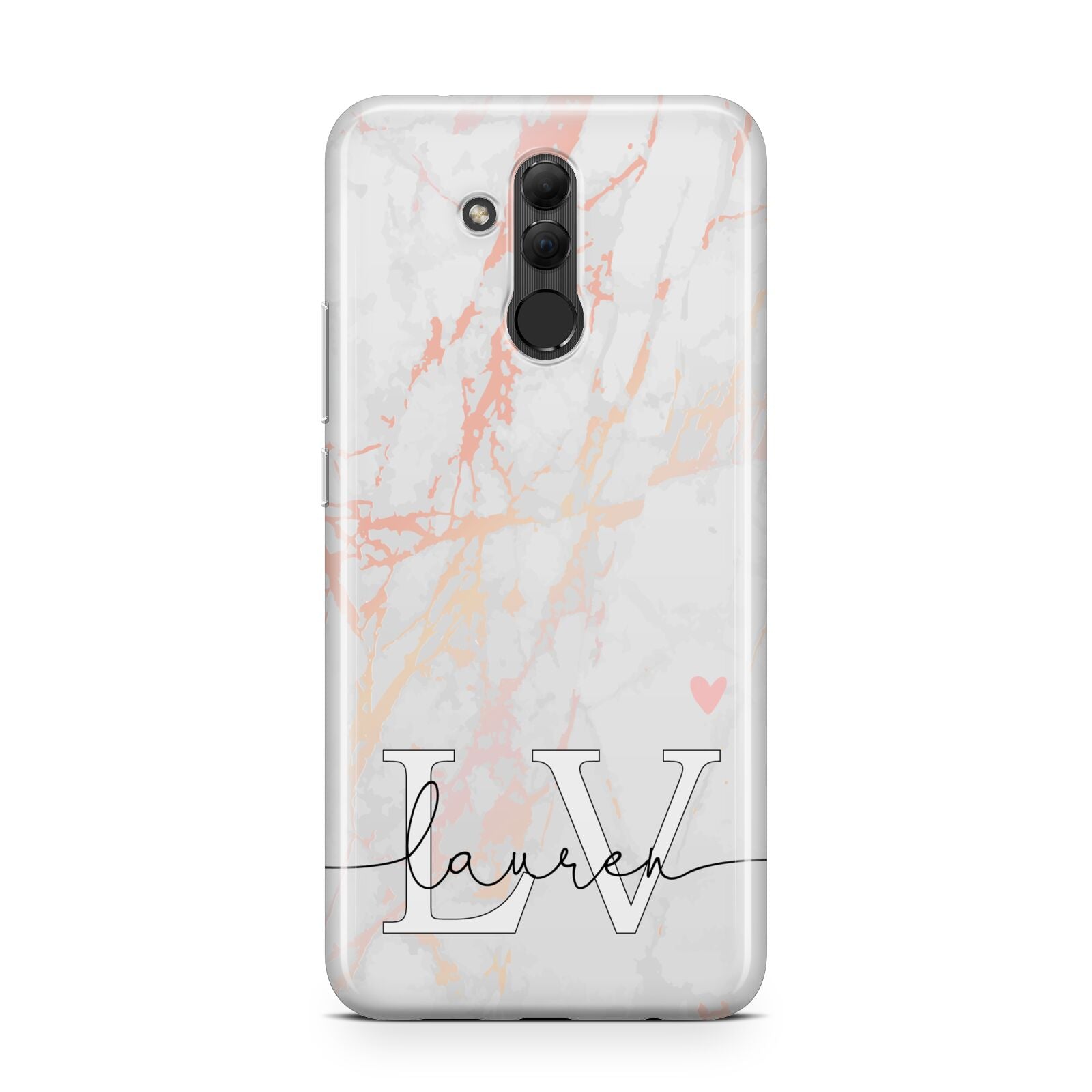 Personalised Initial Pink Marble Huawei Mate 20 Lite