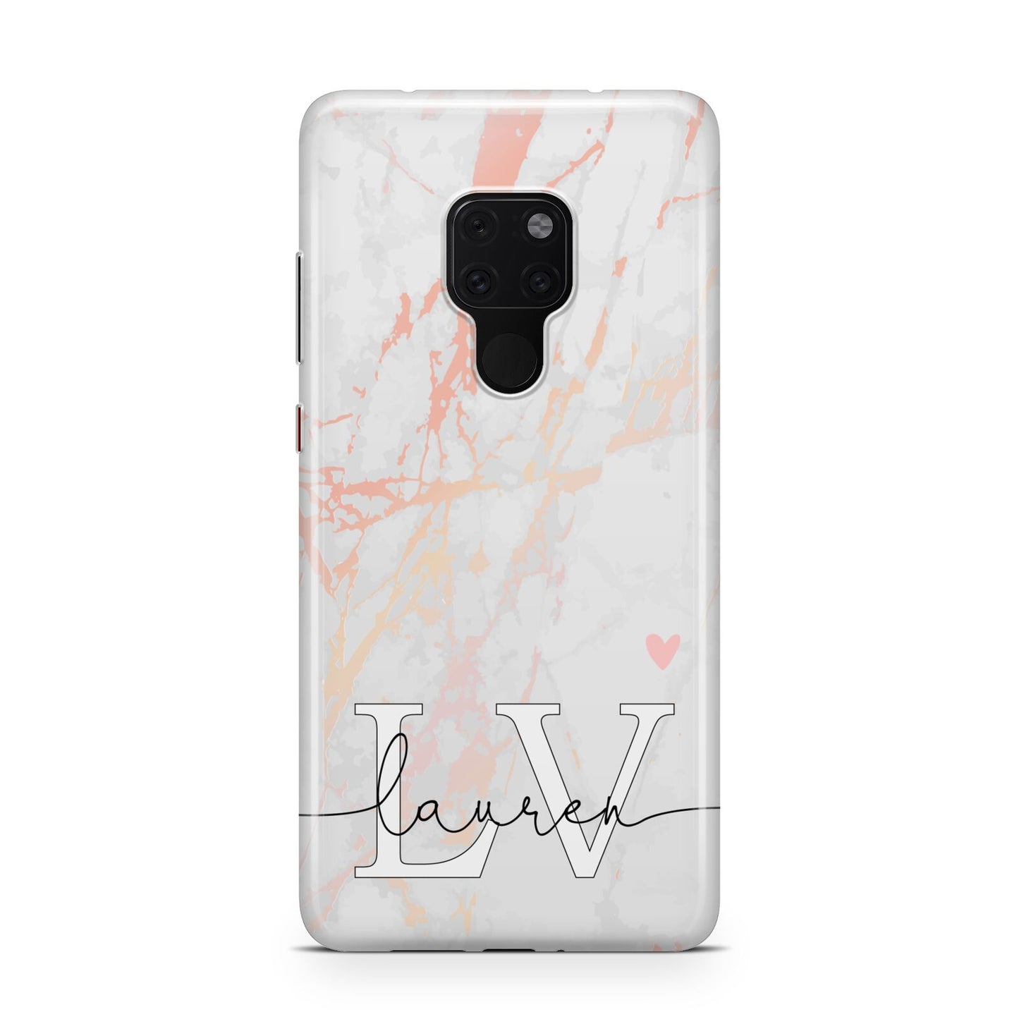 Personalised Initial Pink Marble Huawei Mate 20 Phone Case