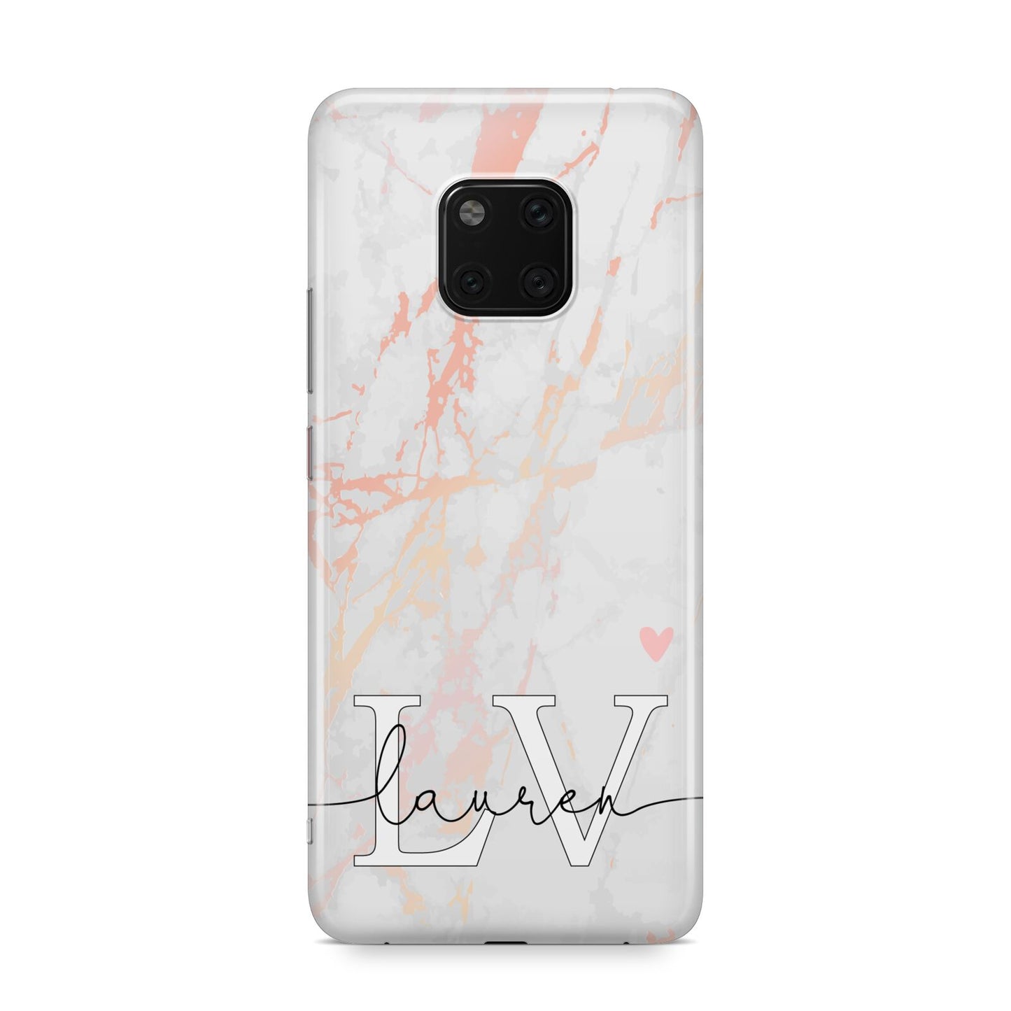 Personalised Initial Pink Marble Huawei Mate 20 Pro Phone Case