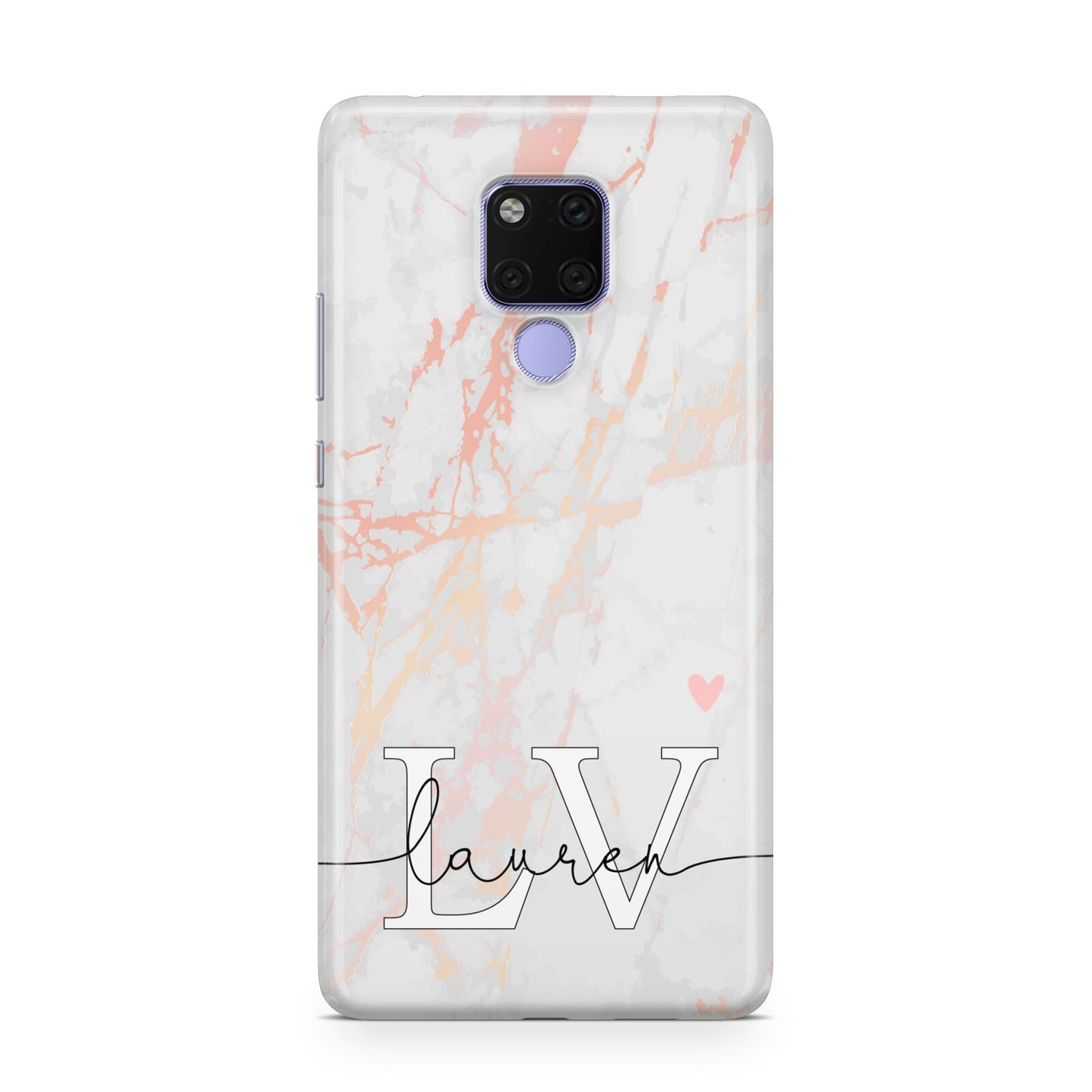 Personalised Initial Pink Marble Huawei Mate 20X Phone Case