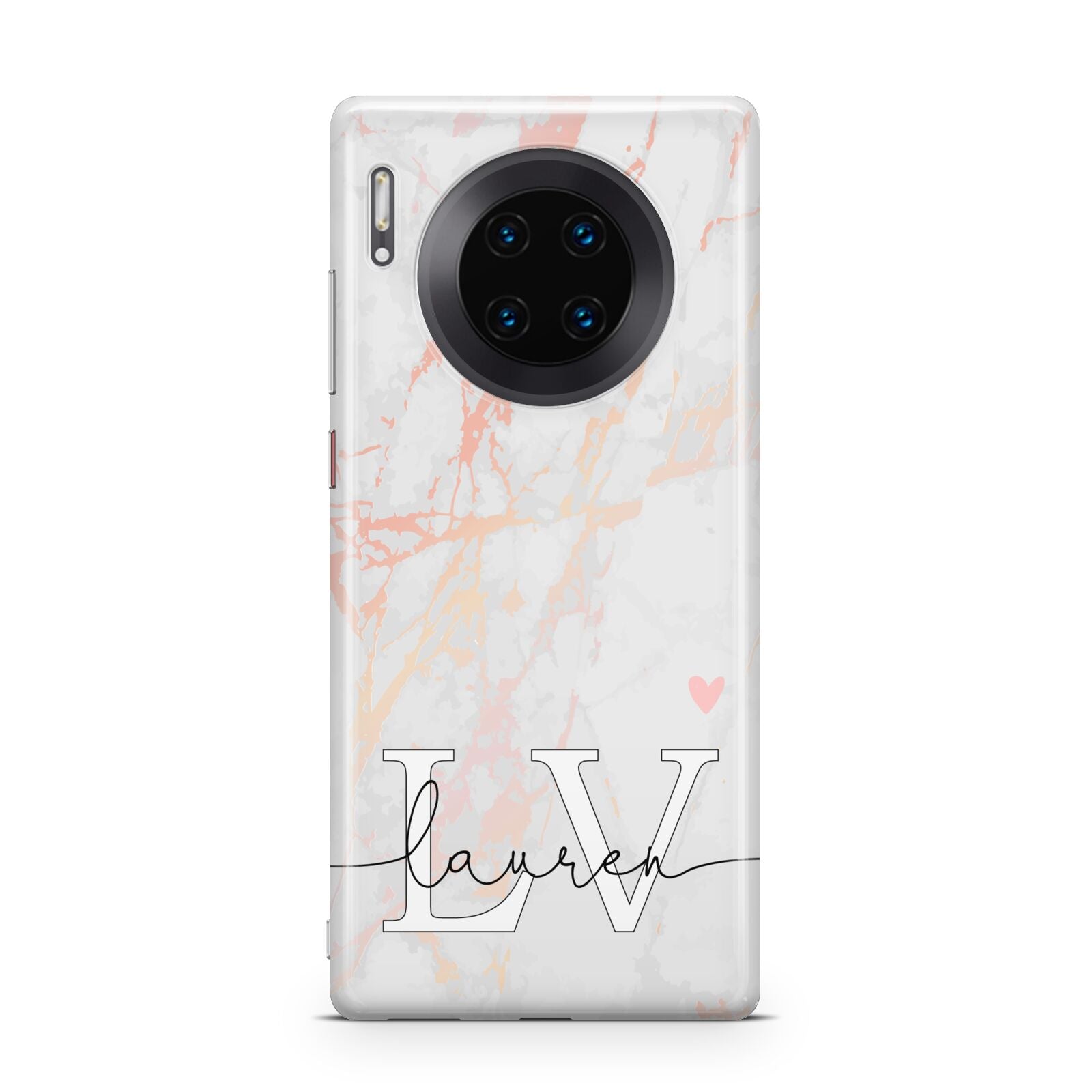 Personalised Initial Pink Marble Huawei Mate 30 Pro Phone Case