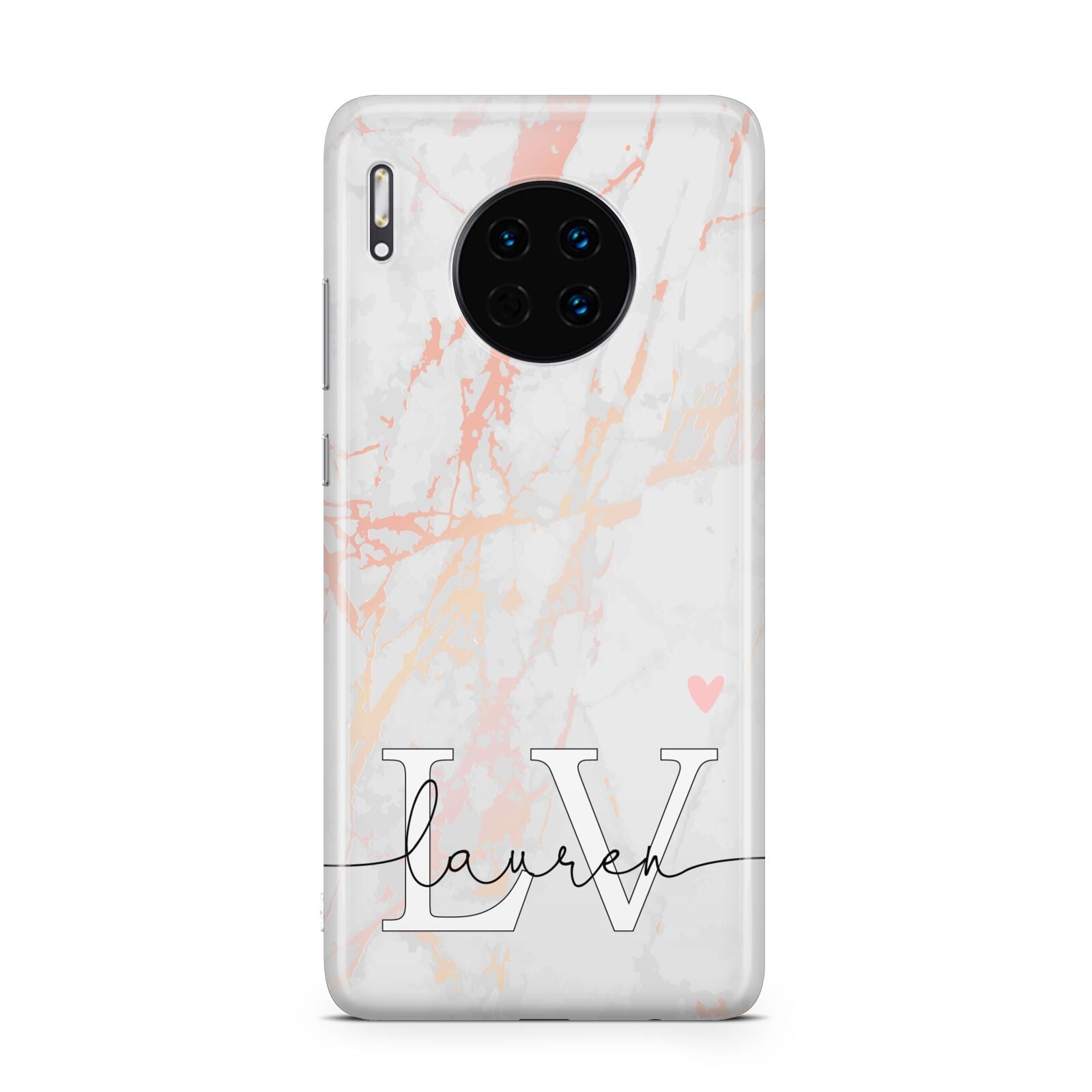 Personalised Initial Pink Marble Huawei Mate 30