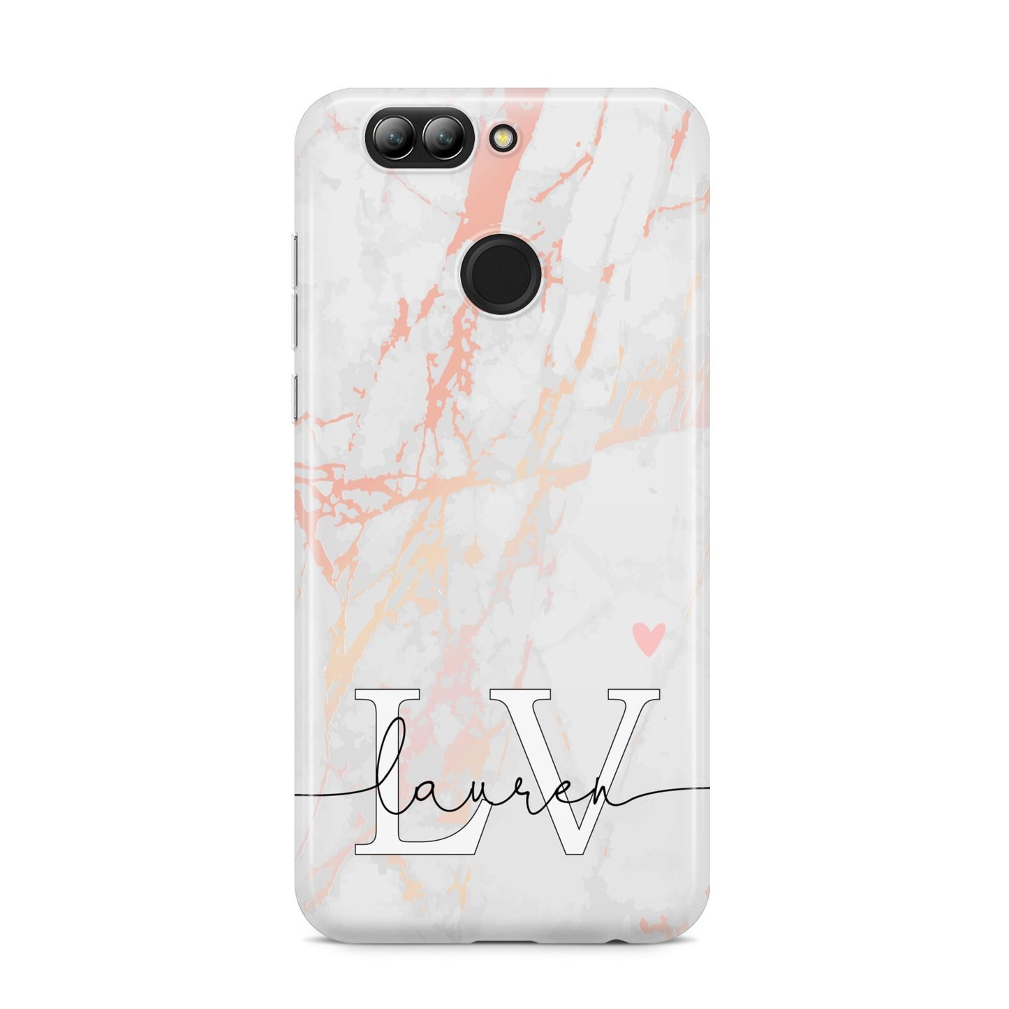 Personalised Initial Pink Marble Huawei Nova 2s Phone Case