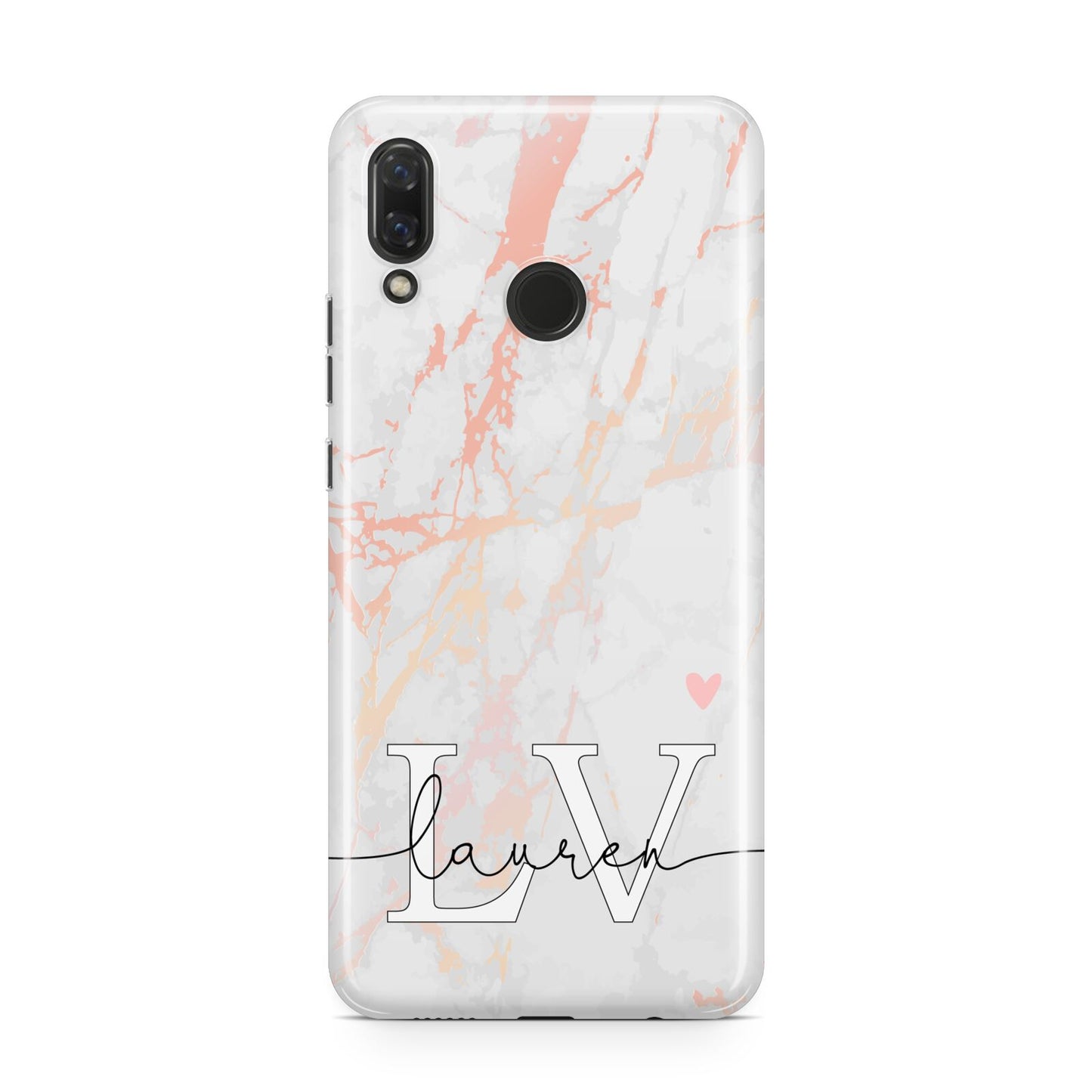 Personalised Initial Pink Marble Huawei Nova 3 Phone Case