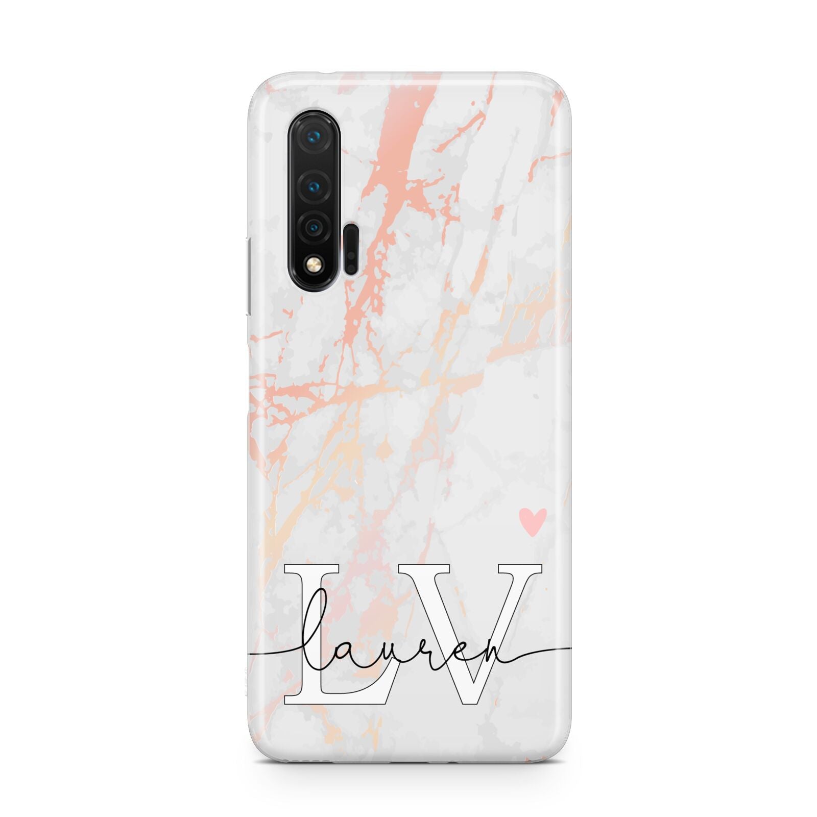 Personalised Initial Pink Marble Huawei Nova 6 Phone Case