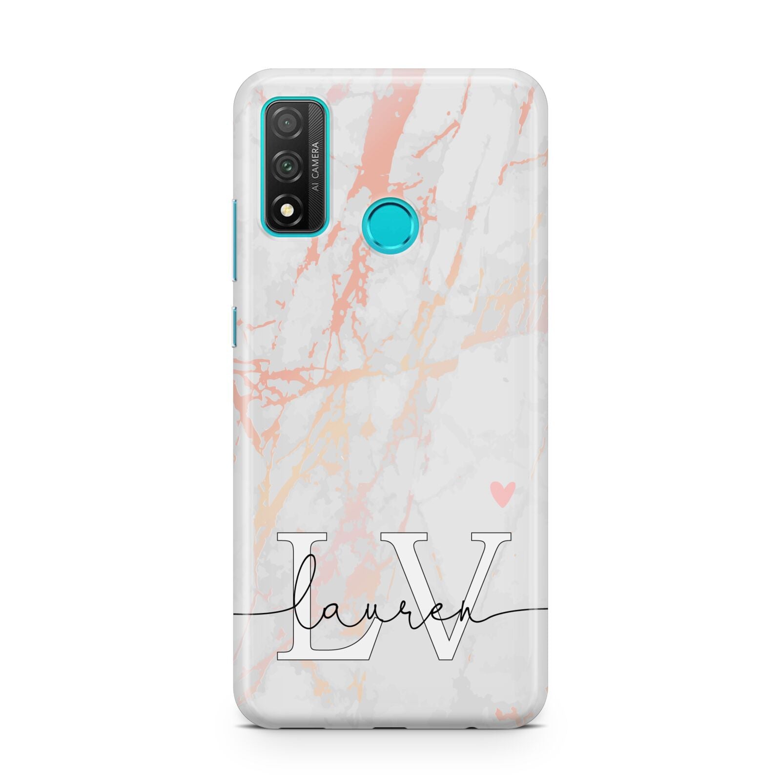 Personalised Initial Pink Marble Huawei P Smart 2020