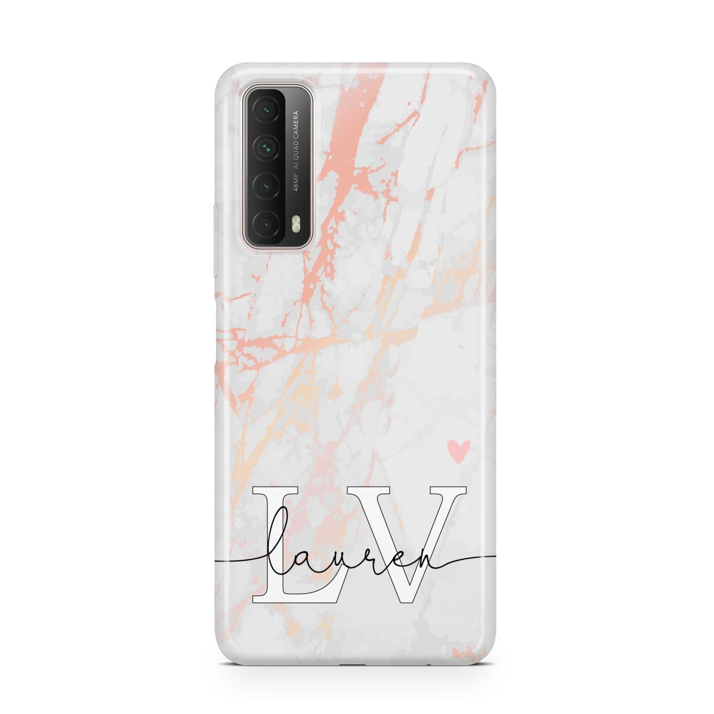 Personalised Initial Pink Marble Huawei P Smart 2021