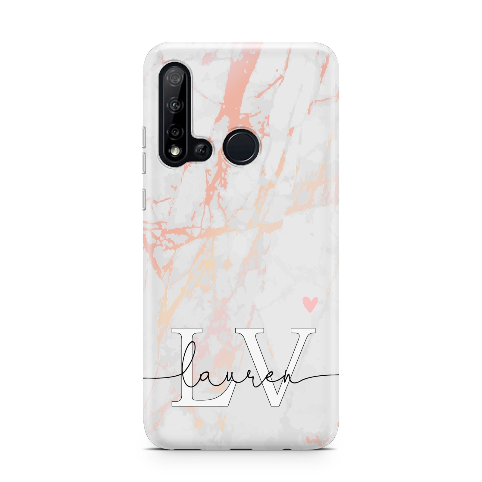 Personalised Initial Pink Marble Huawei P20 Lite 5G Phone Case