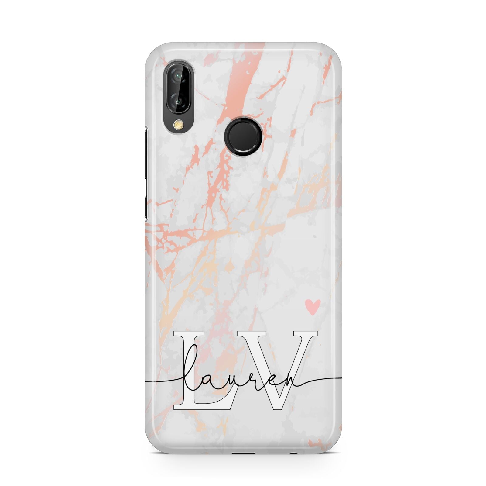 Personalised Initial Pink Marble Huawei P20 Lite Phone Case