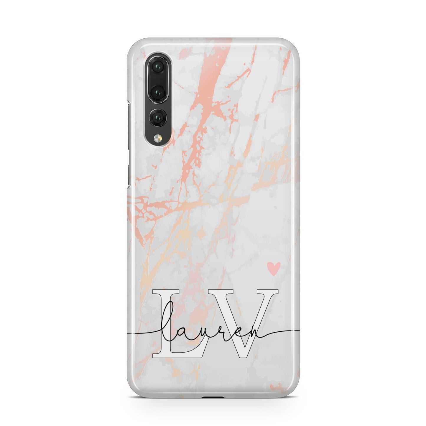 Personalised Initial Pink Marble Huawei P20 Pro Phone Case