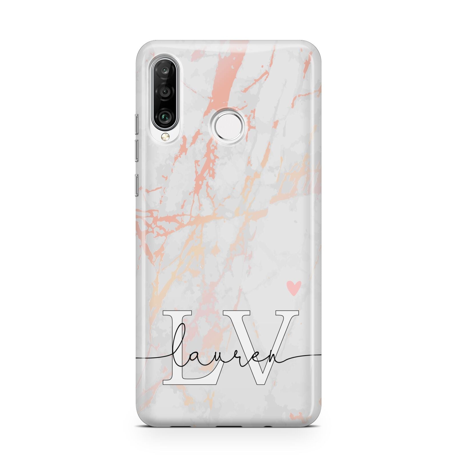 Personalised Initial Pink Marble Huawei P30 Lite Phone Case