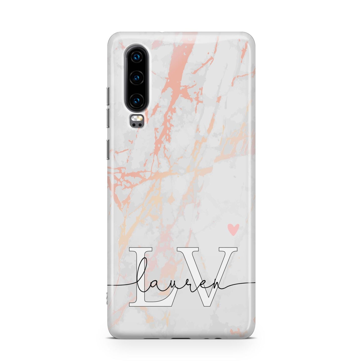 Personalised Initial Pink Marble Huawei P30 Phone Case