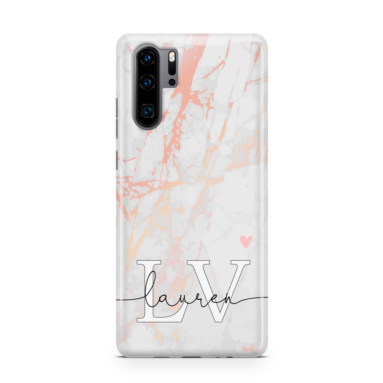 Personalised Initial Pink Marble Huawei P30 Pro Phone Case