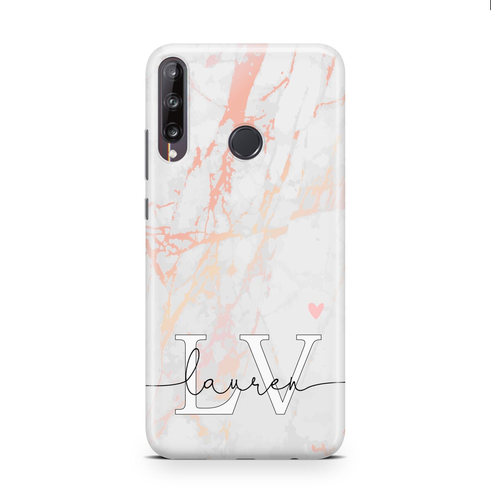 Personalised Initial Pink Marble Huawei P40 Lite E Phone Case