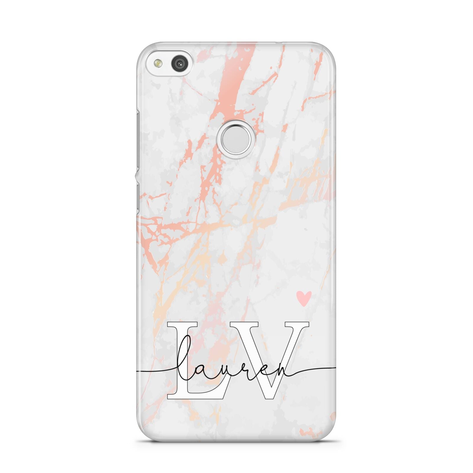 Personalised Initial Pink Marble Huawei P8 Lite Case