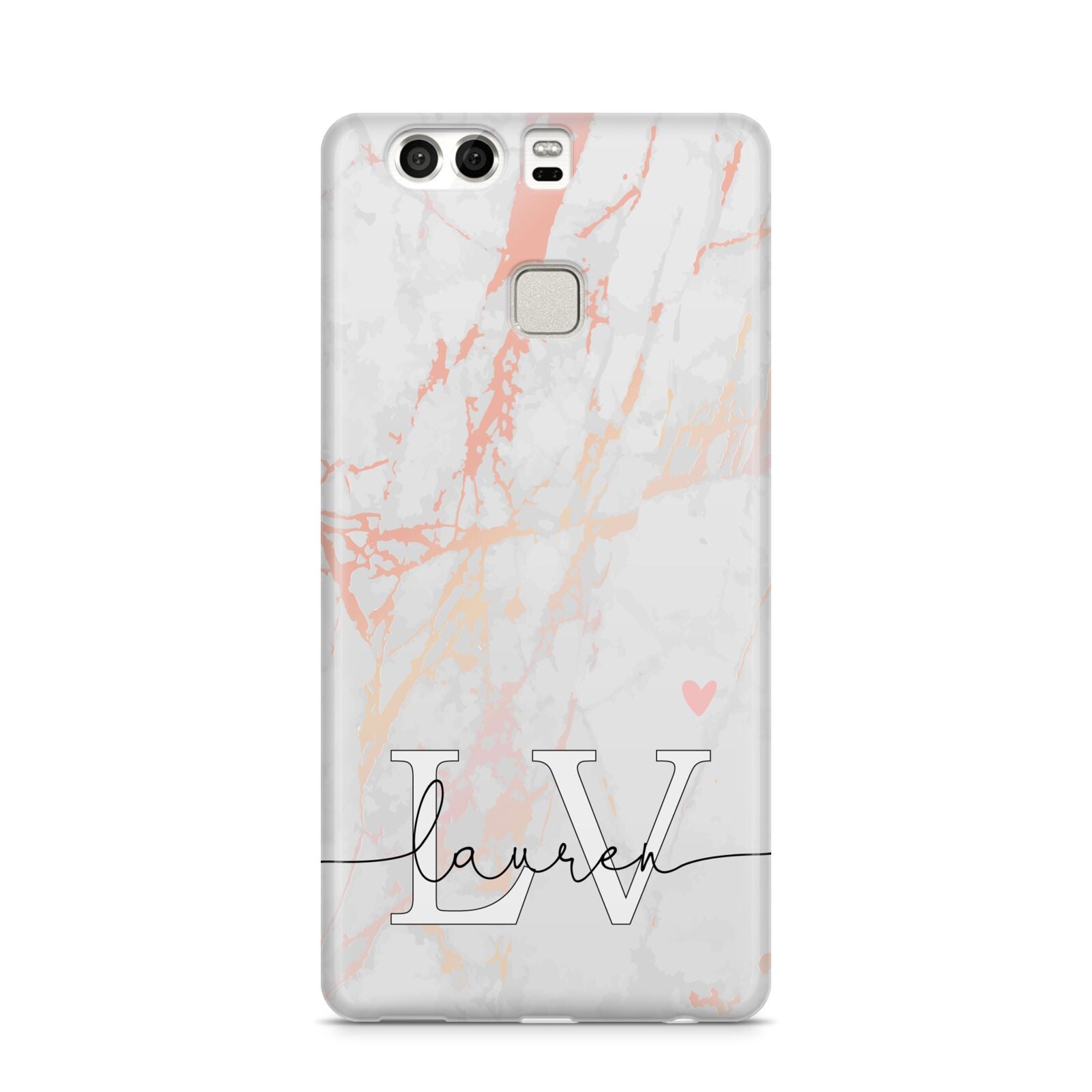 Personalised Initial Pink Marble Huawei P9 Case