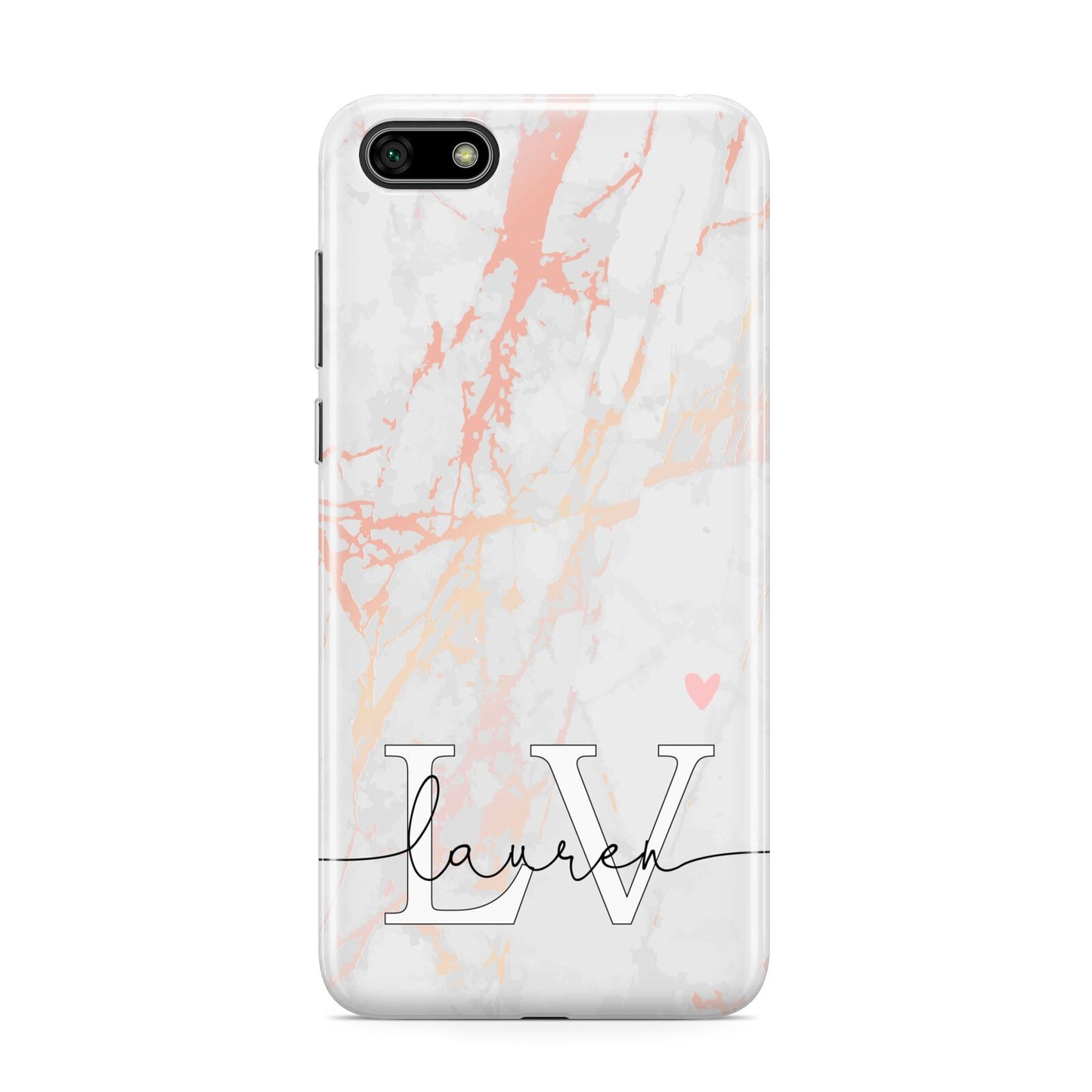 Personalised Initial Pink Marble Huawei Y5 Prime 2018 Phone Case