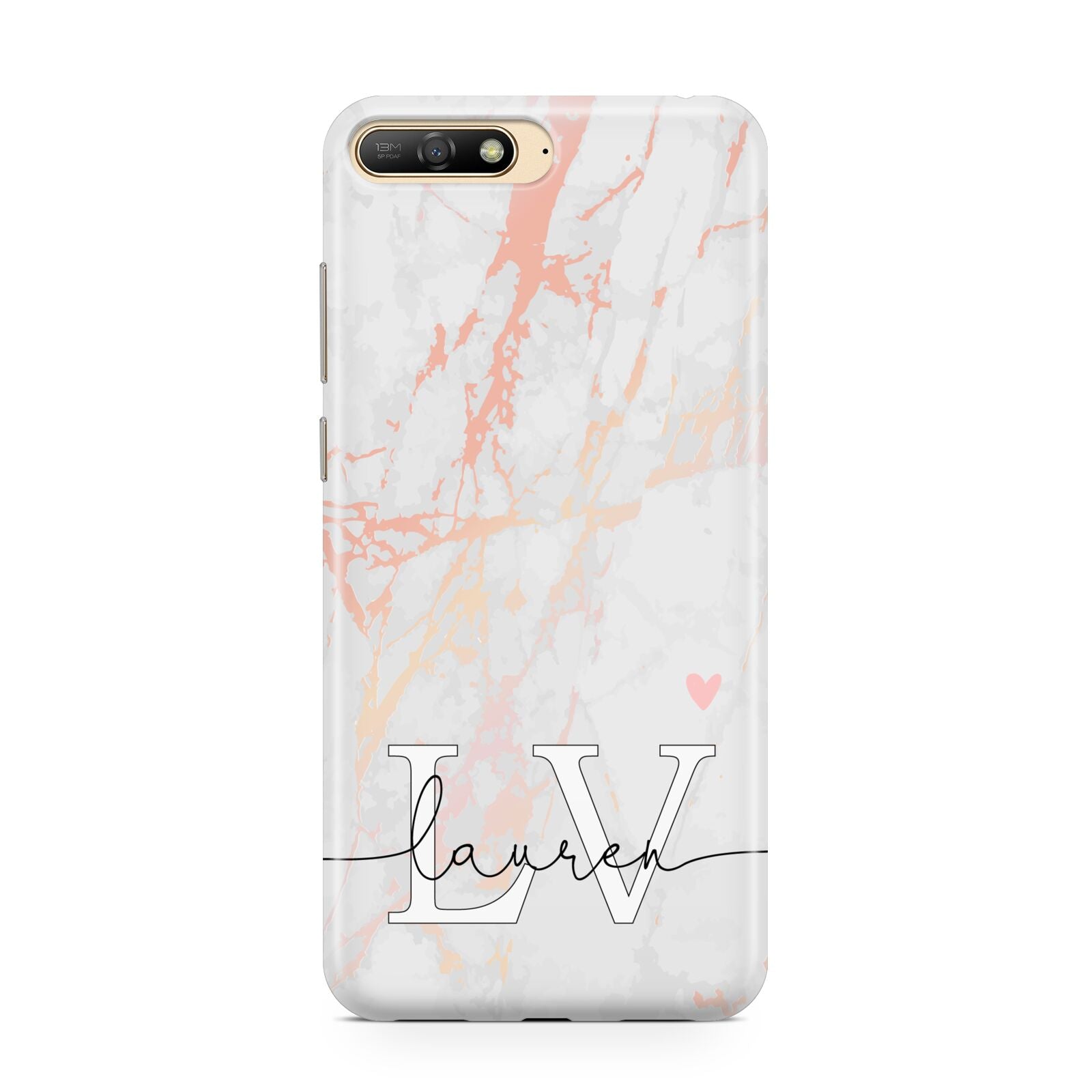 Personalised Initial Pink Marble Huawei Y6 2018