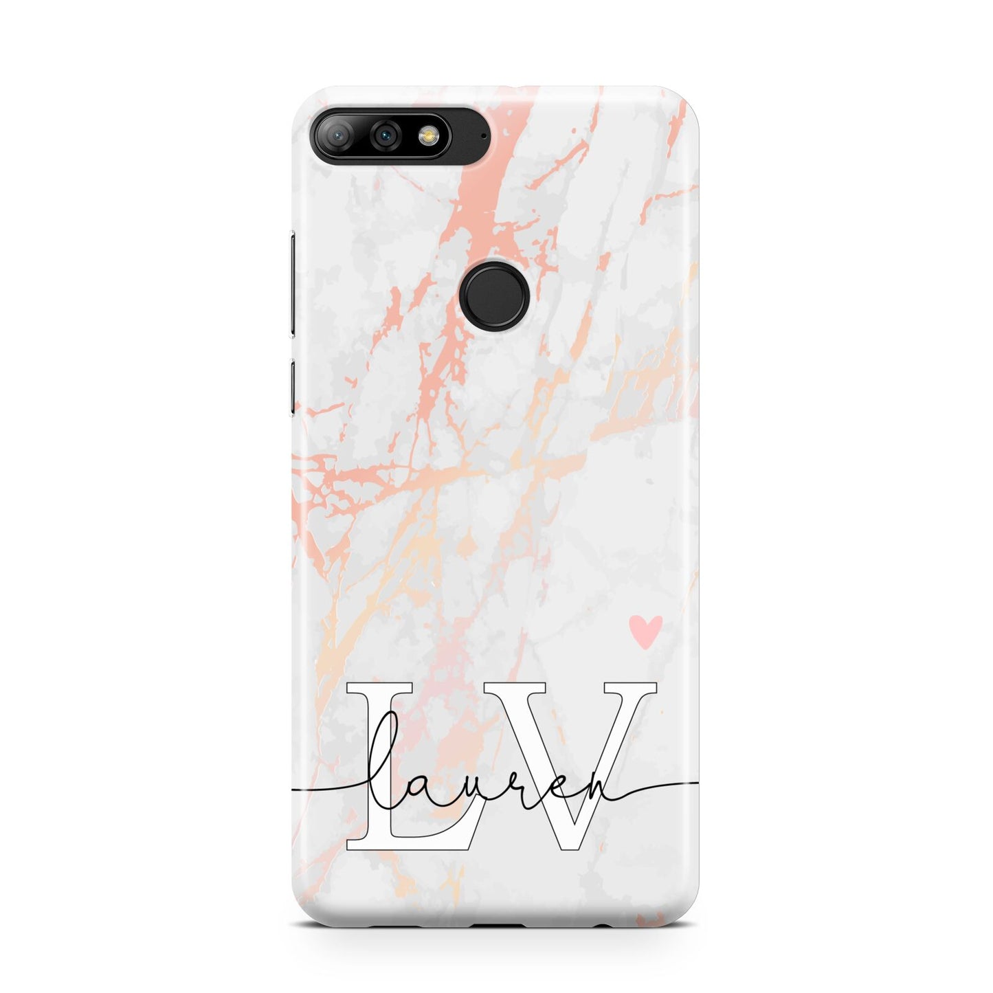 Personalised Initial Pink Marble Huawei Y7 2018