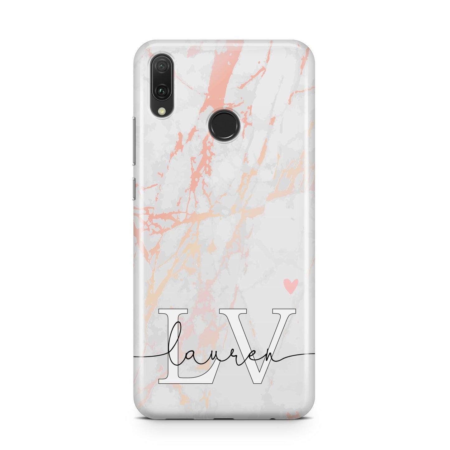 Personalised Initial Pink Marble Huawei Y9 2019