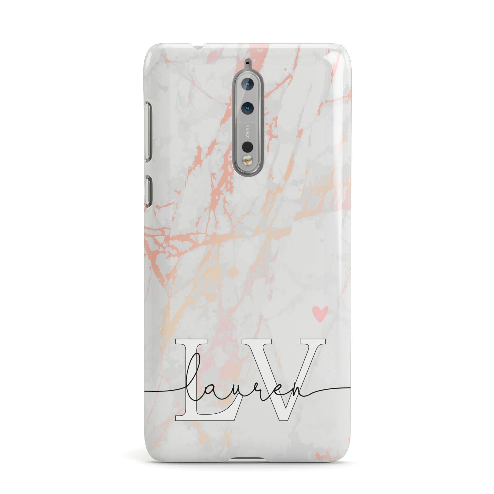 Personalised Initial Pink Marble Nokia Case