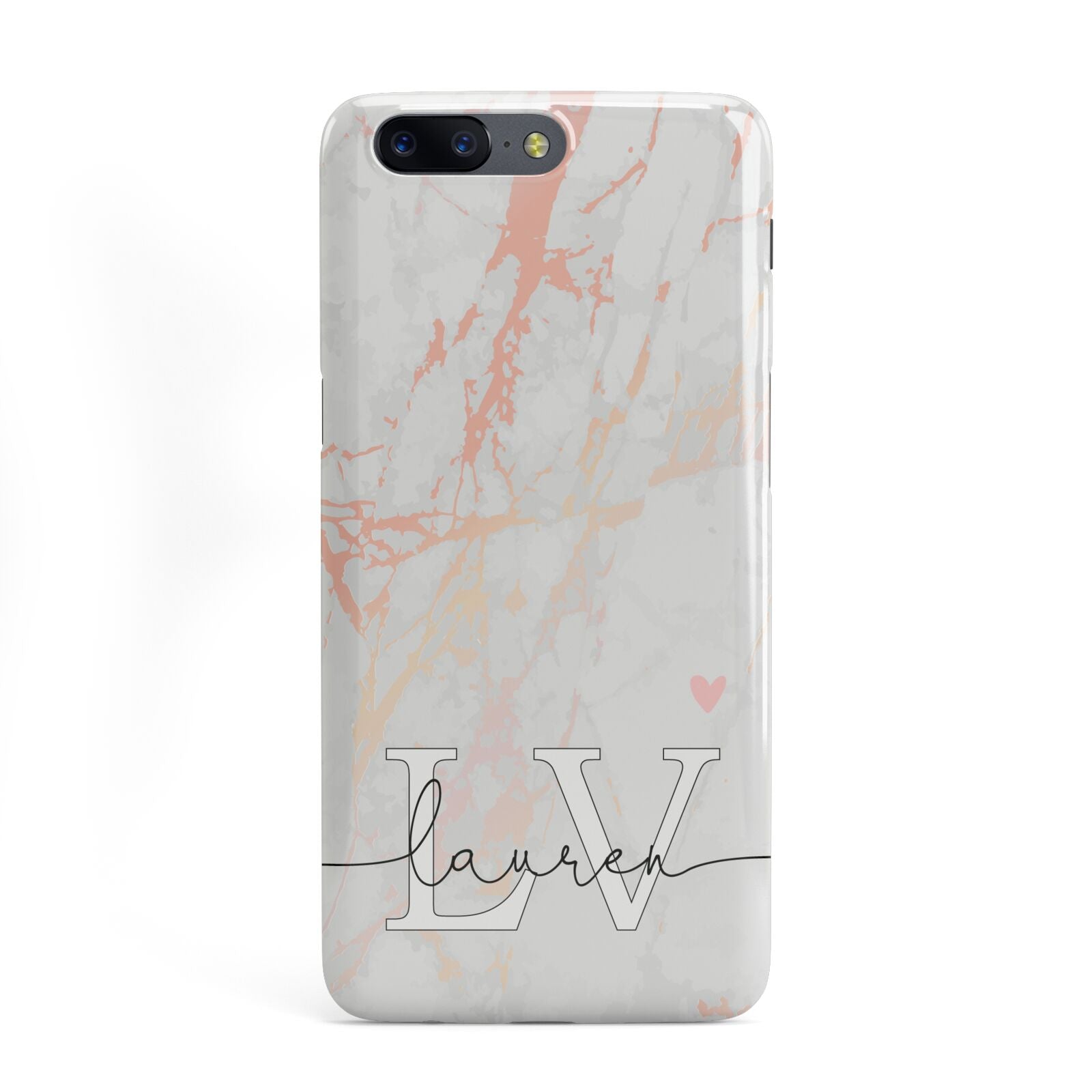 Personalised Initial Pink Marble OnePlus Case