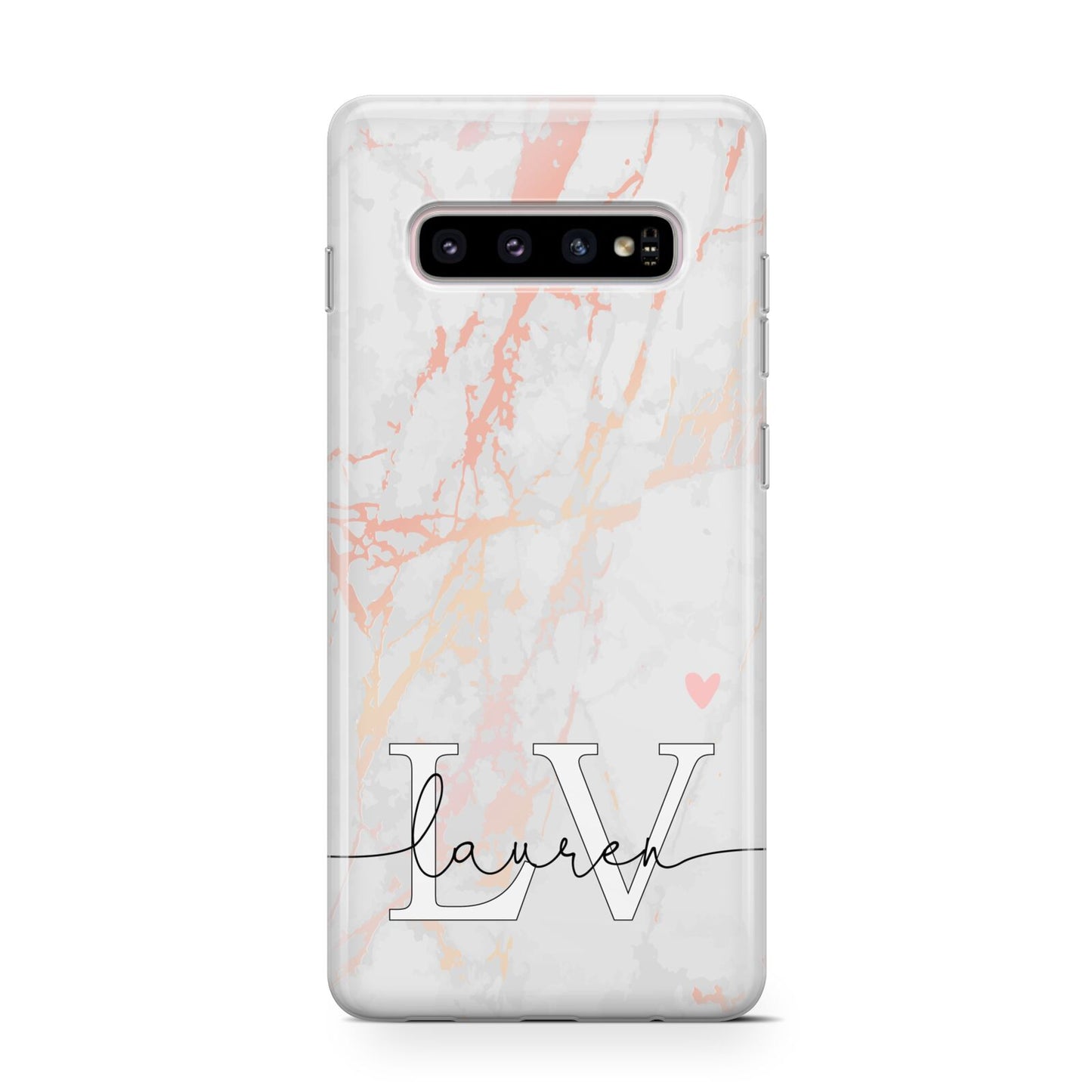 Personalised Initial Pink Marble Protective Samsung Galaxy Case