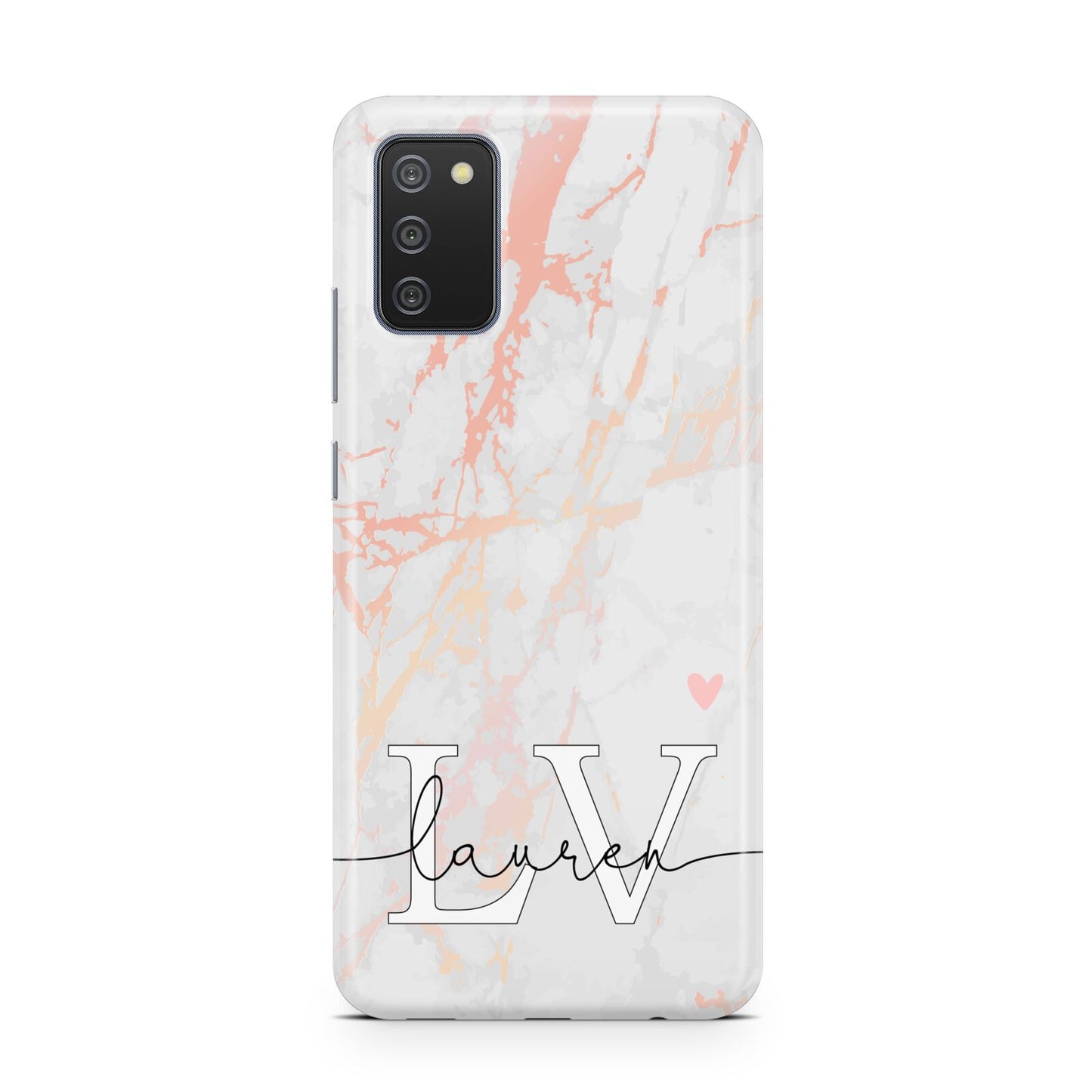 Personalised Initial Pink Marble Samsung A02s Case