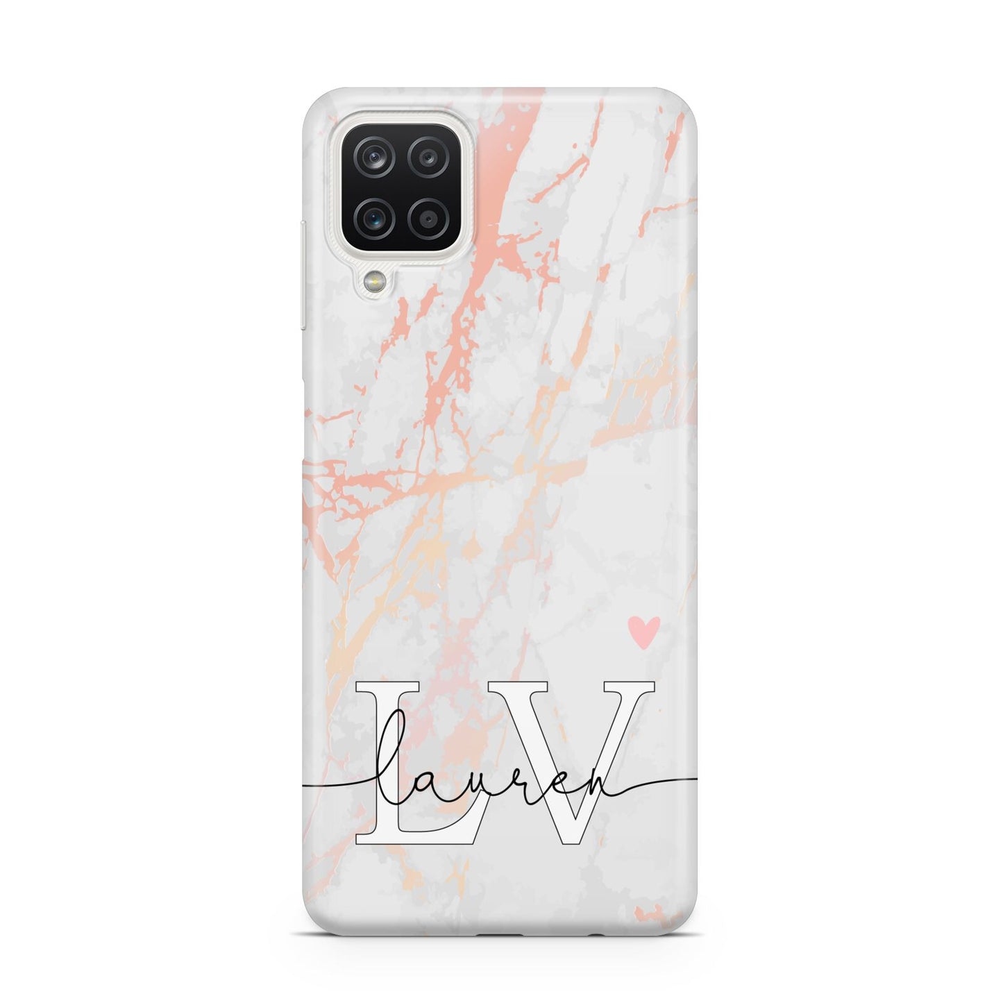 Personalised Initial Pink Marble Samsung A12 Case