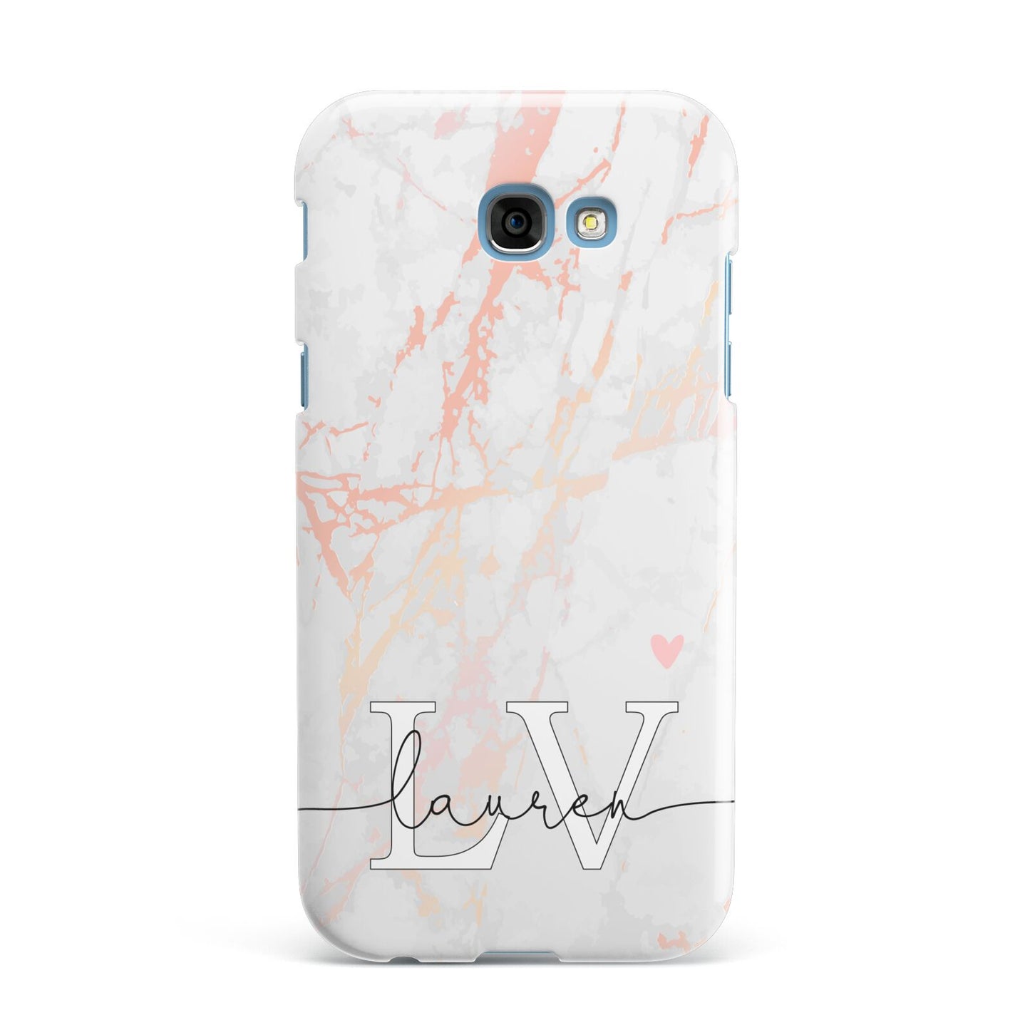 Personalised Initial Pink Marble Samsung Galaxy A7 2017 Case