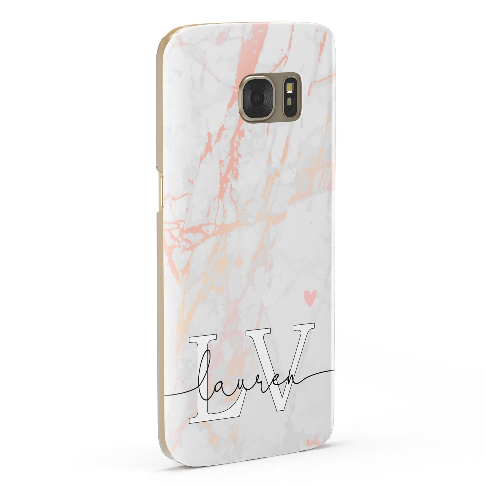 Personalised Initial Pink Marble Samsung Galaxy Case Fourty Five Degrees