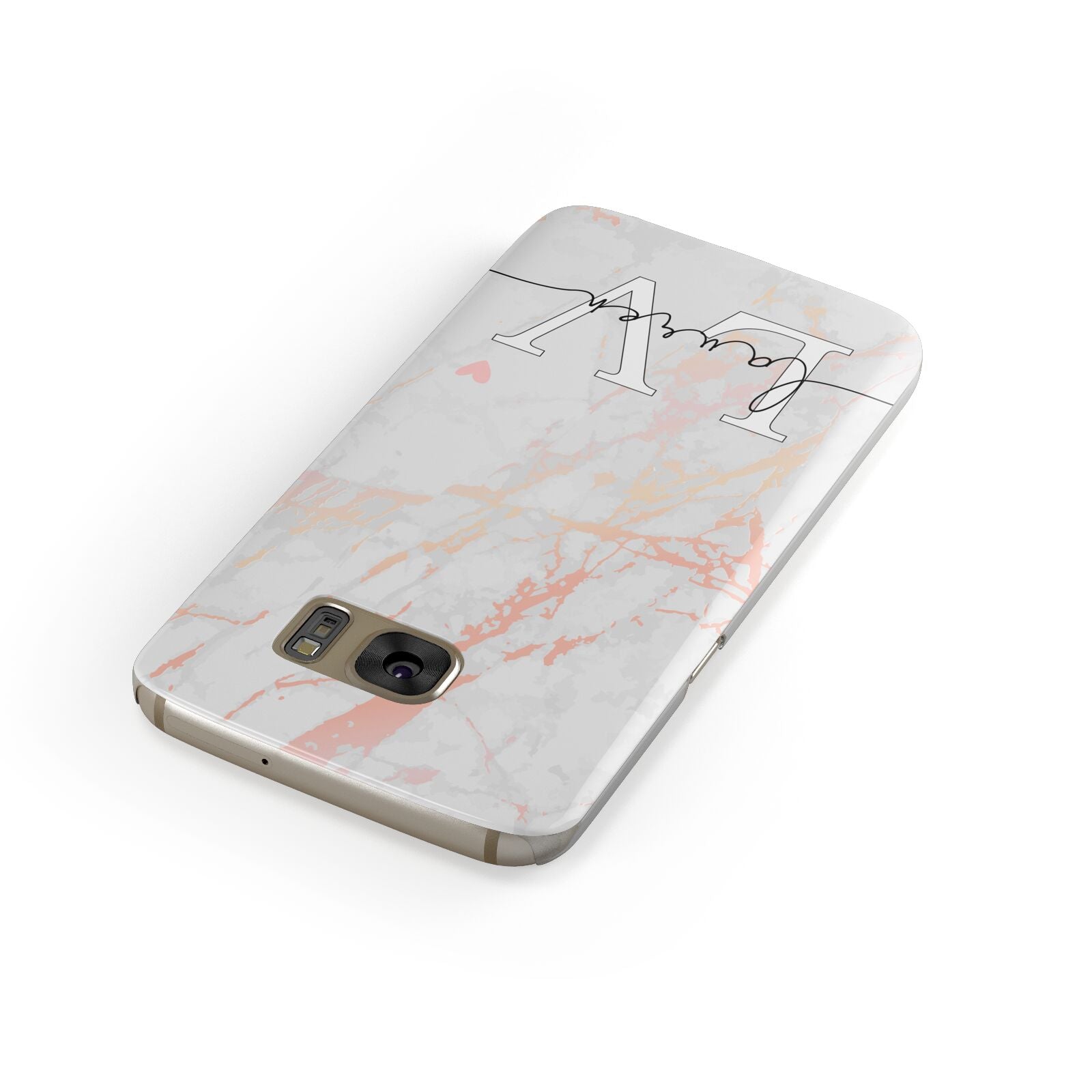 Personalised Initial Pink Marble Samsung Galaxy Case Front Close Up