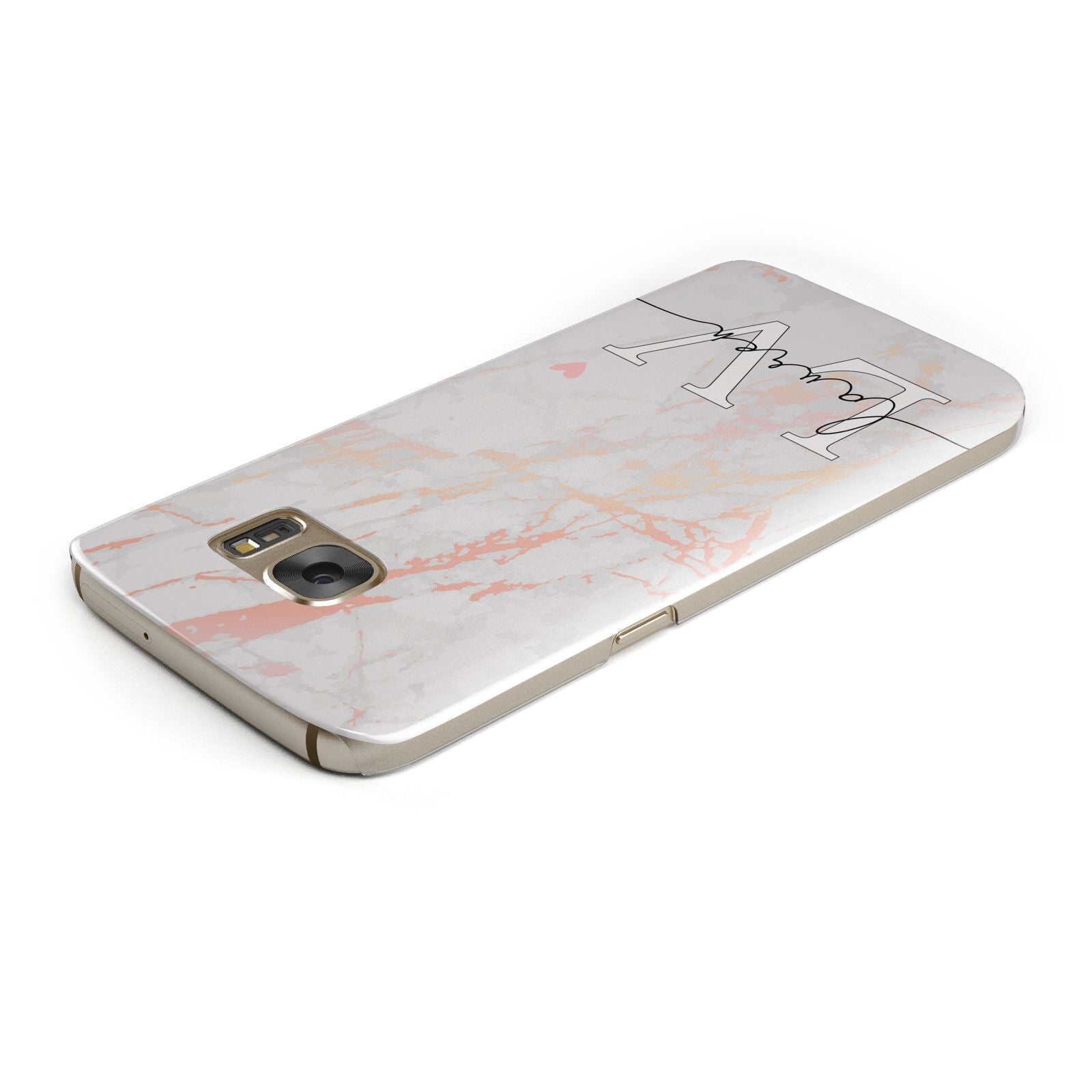 Personalised Initial Pink Marble Samsung Galaxy Case Top Cutout