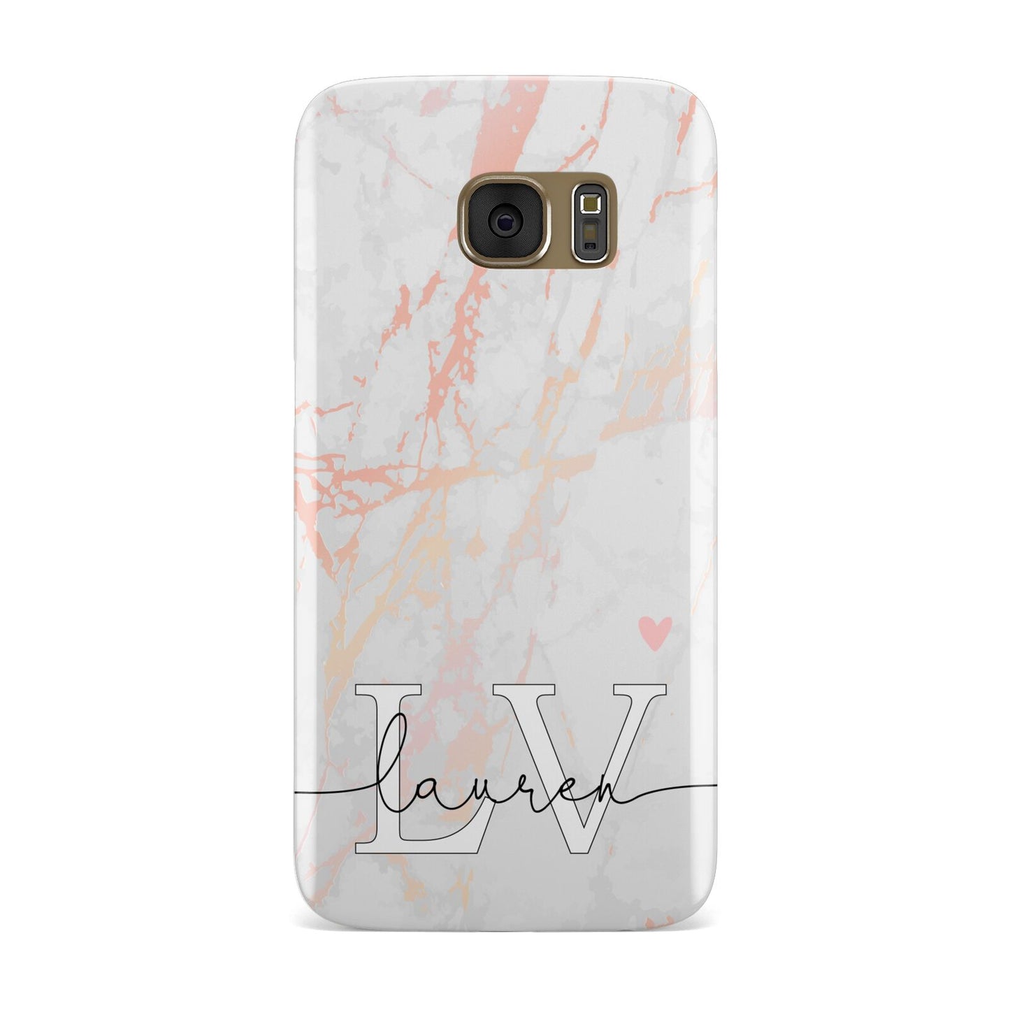 Personalised Initial Pink Marble Samsung Galaxy Case