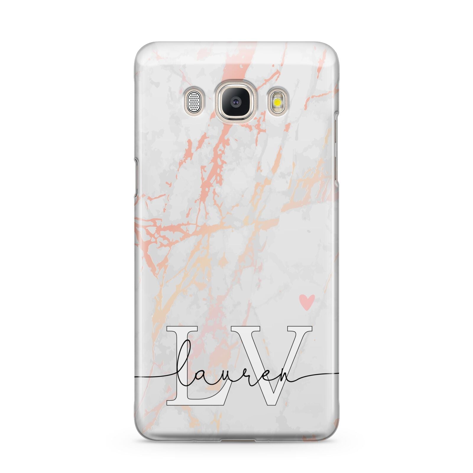 Personalised Initial Pink Marble Samsung Galaxy J5 2016 Case