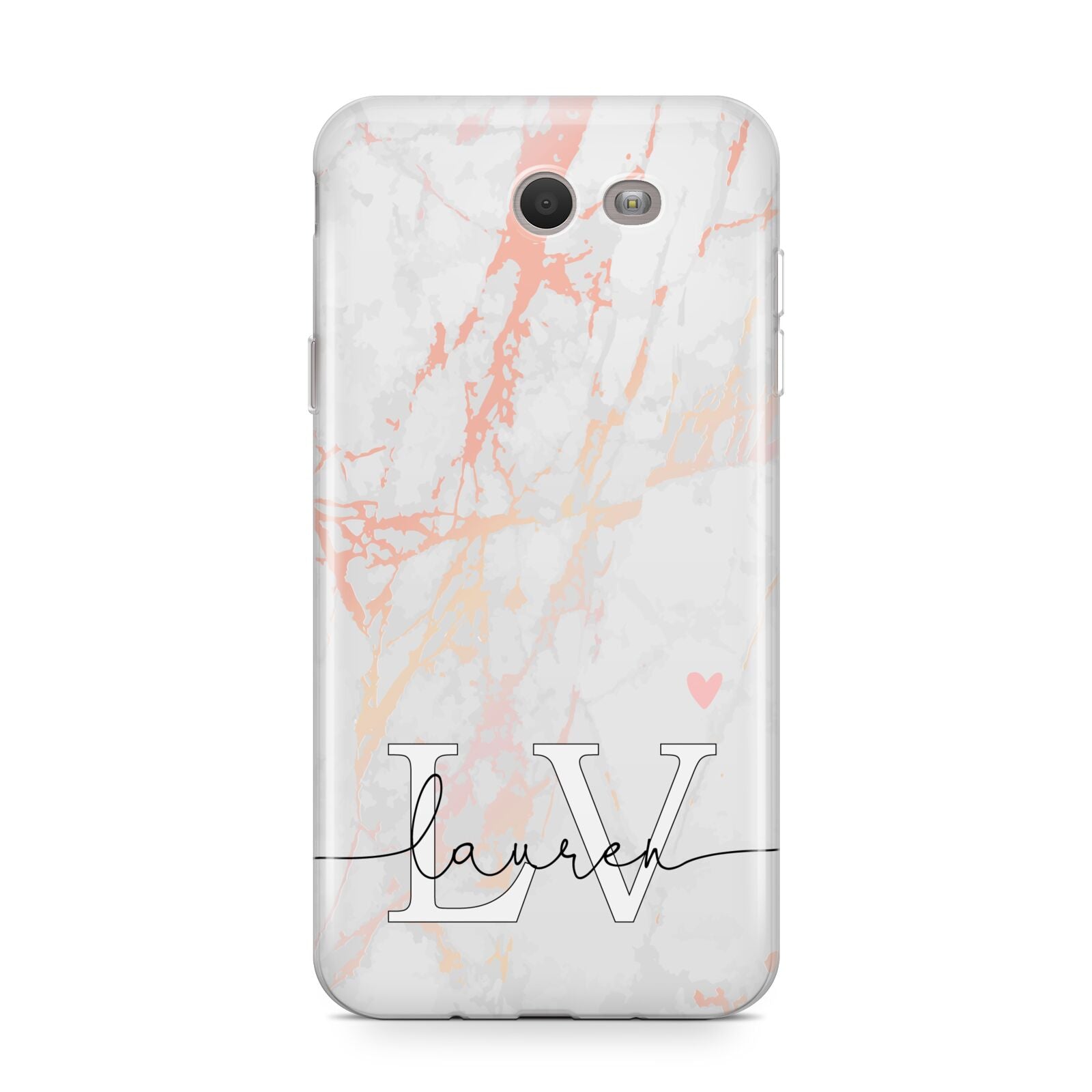 Personalised Initial Pink Marble Samsung Galaxy J7 2017 Case