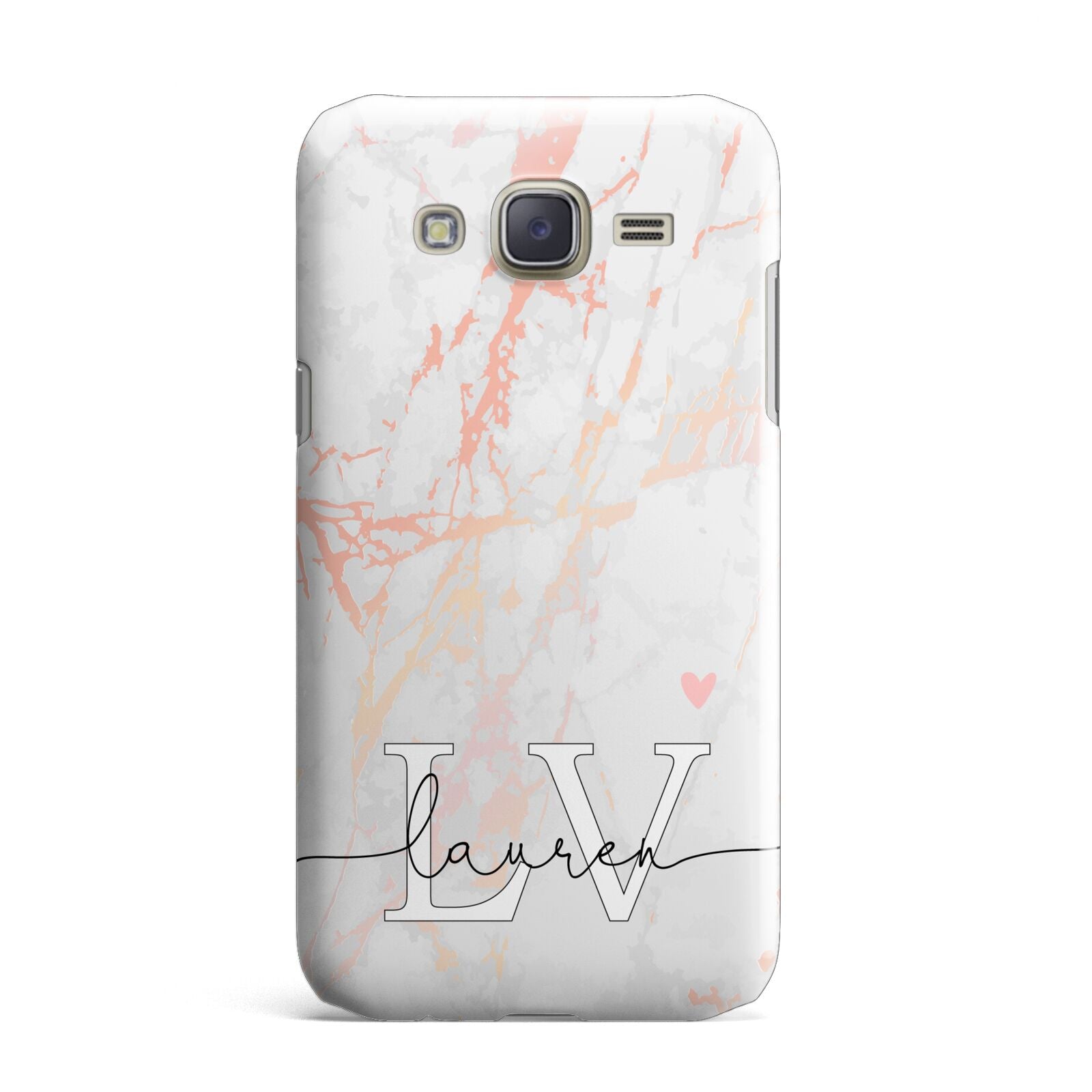 Personalised Initial Pink Marble Samsung Galaxy J7 Case